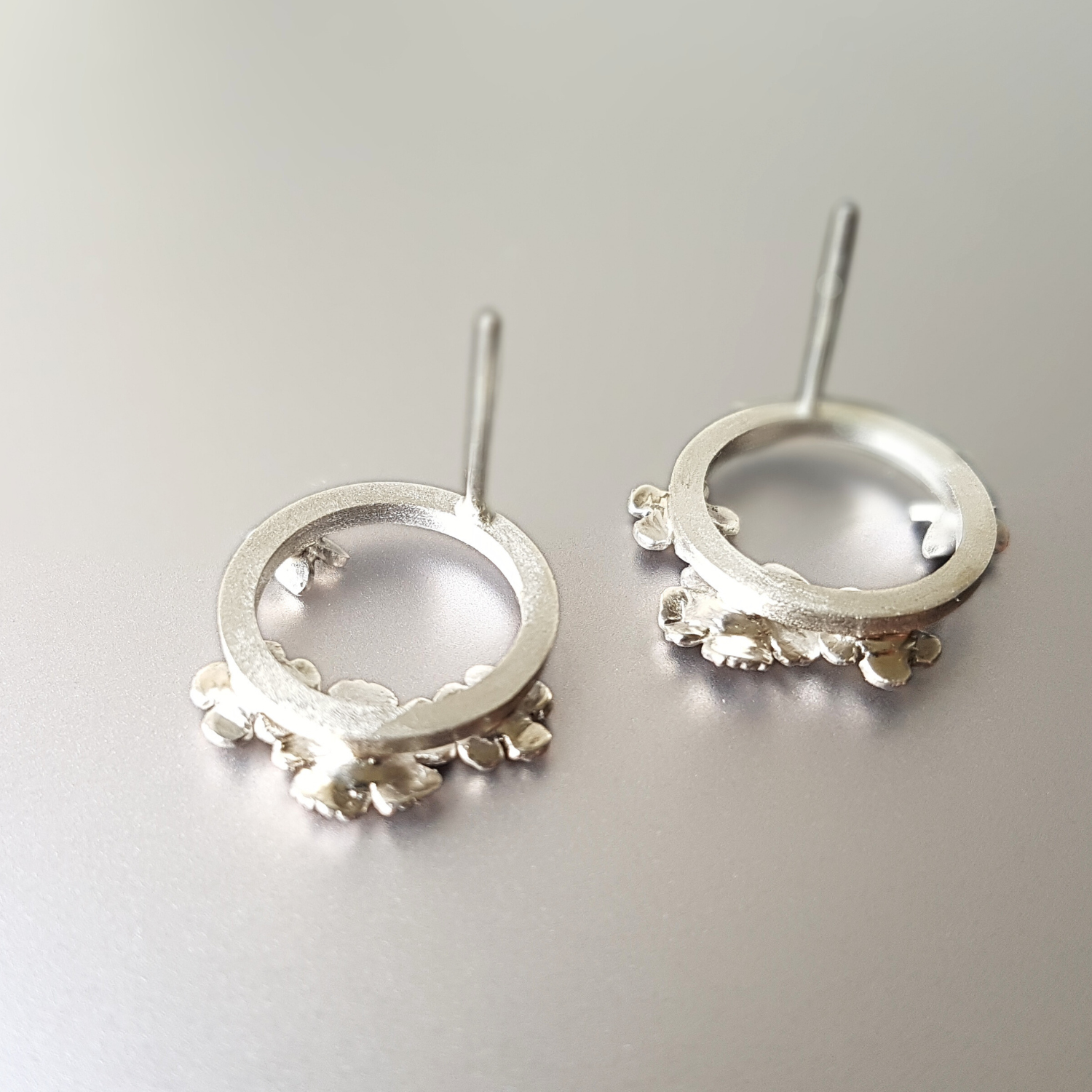 Floral Stud Earrings | Silver & Gold Accents