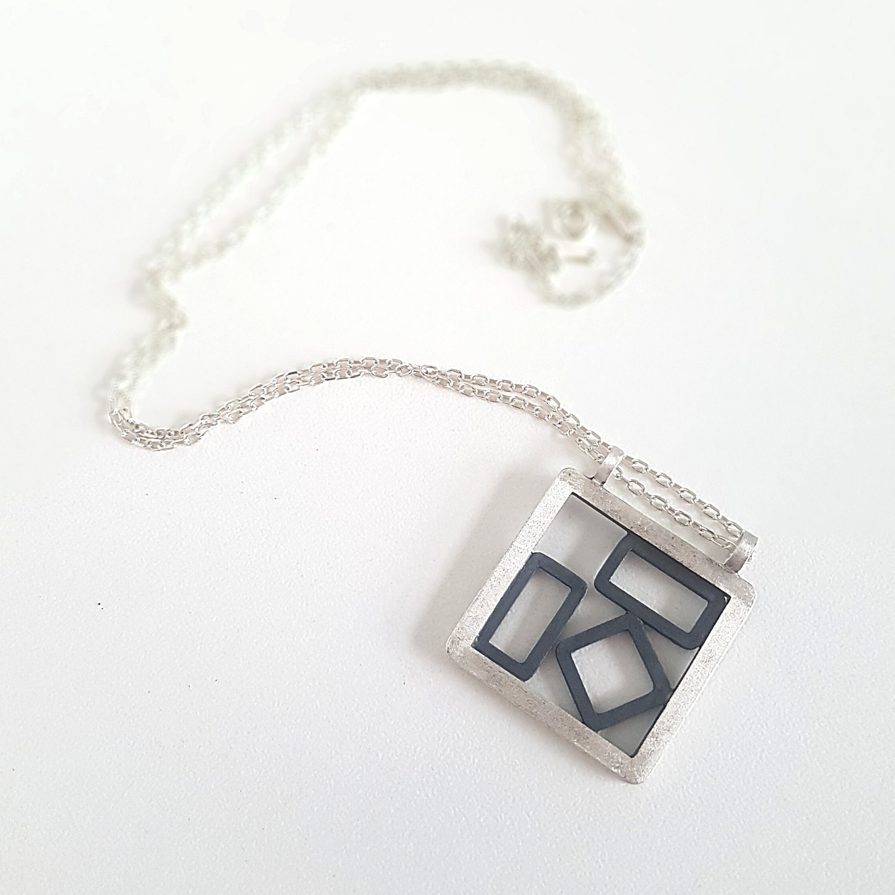 Geometric Pendant Necklace | Silver