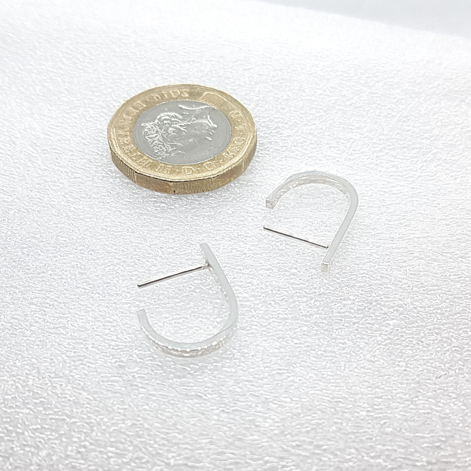 J-Shaped Stud Earrings | Silver