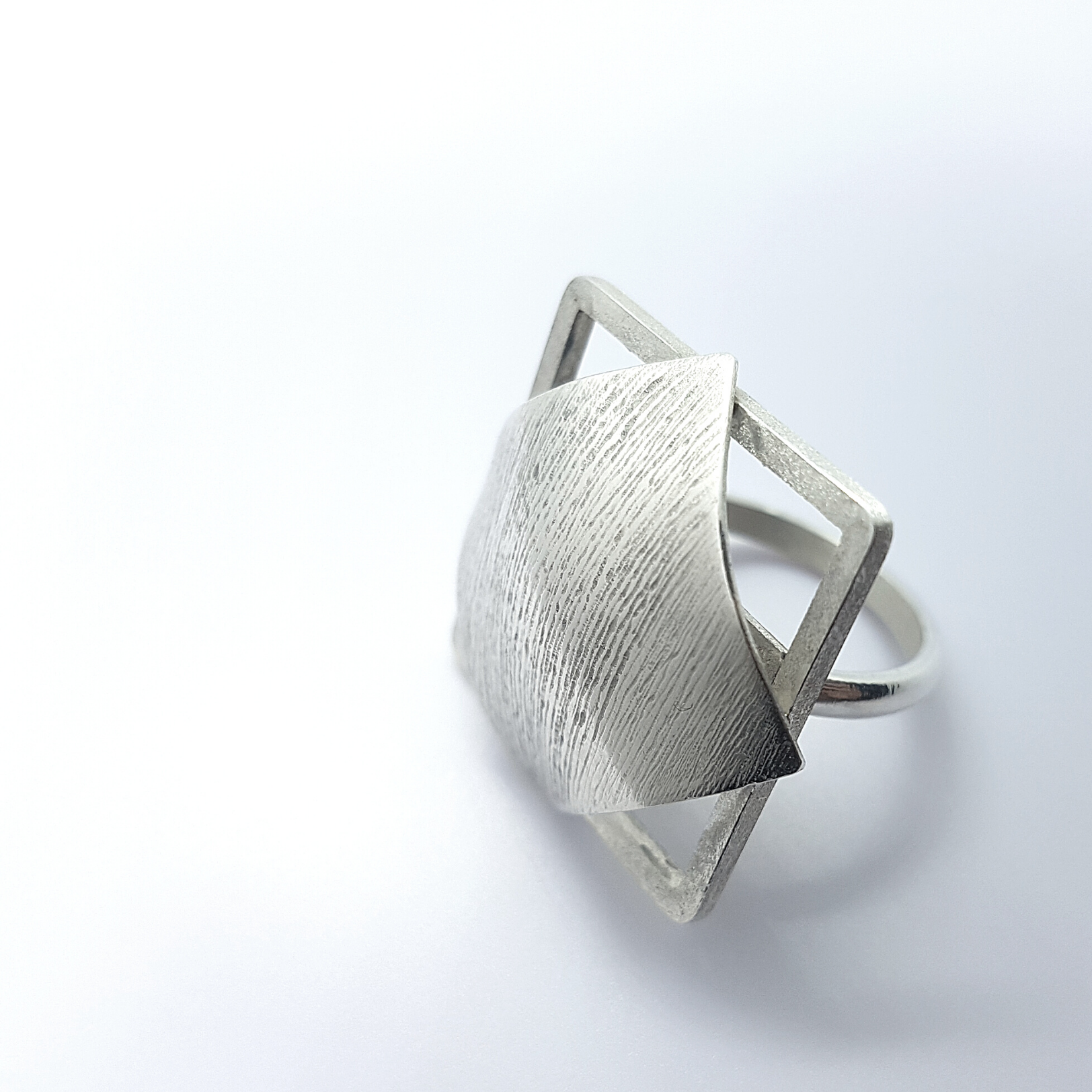 Textured Geometric Ring | Silver