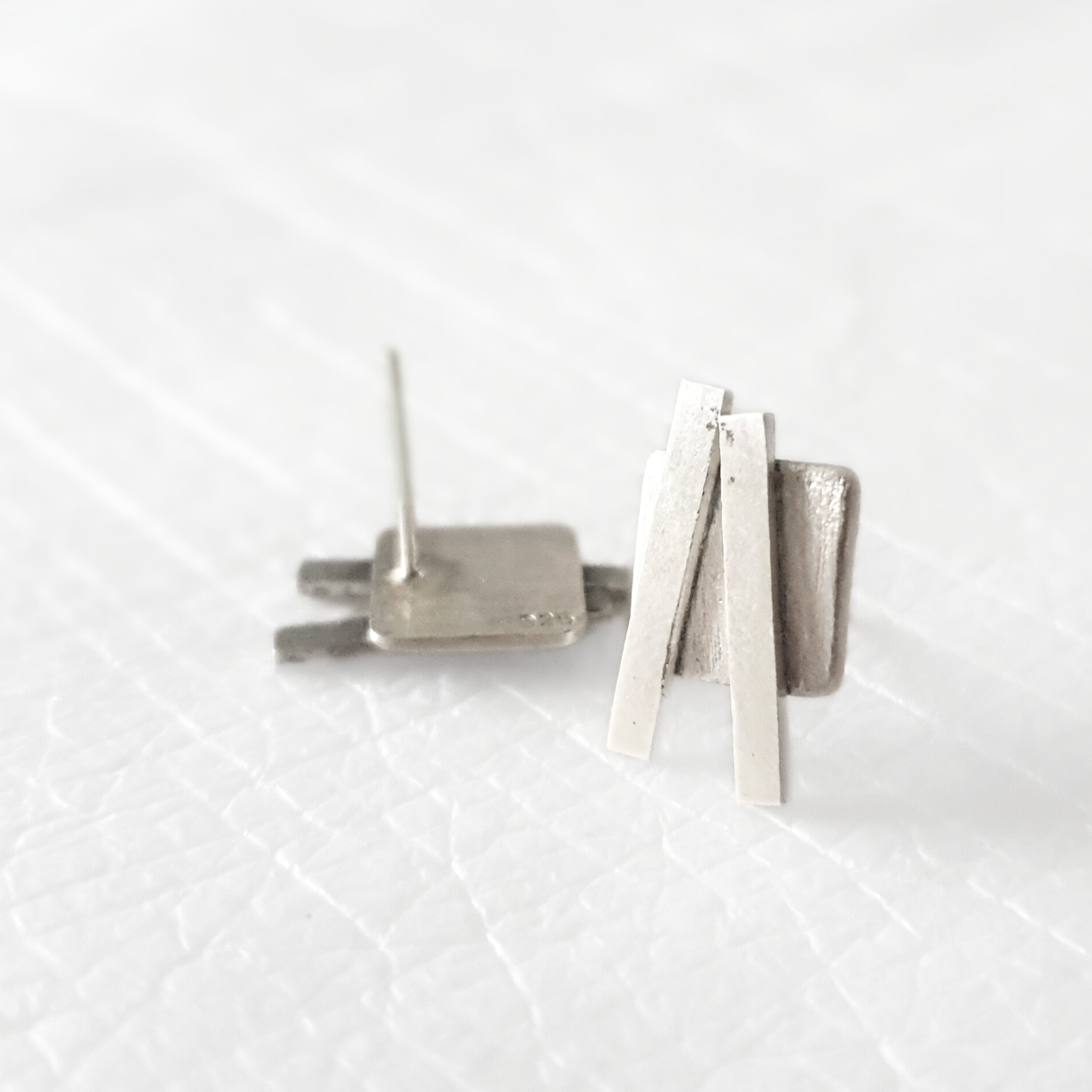  Square Stud Earrings | Silver