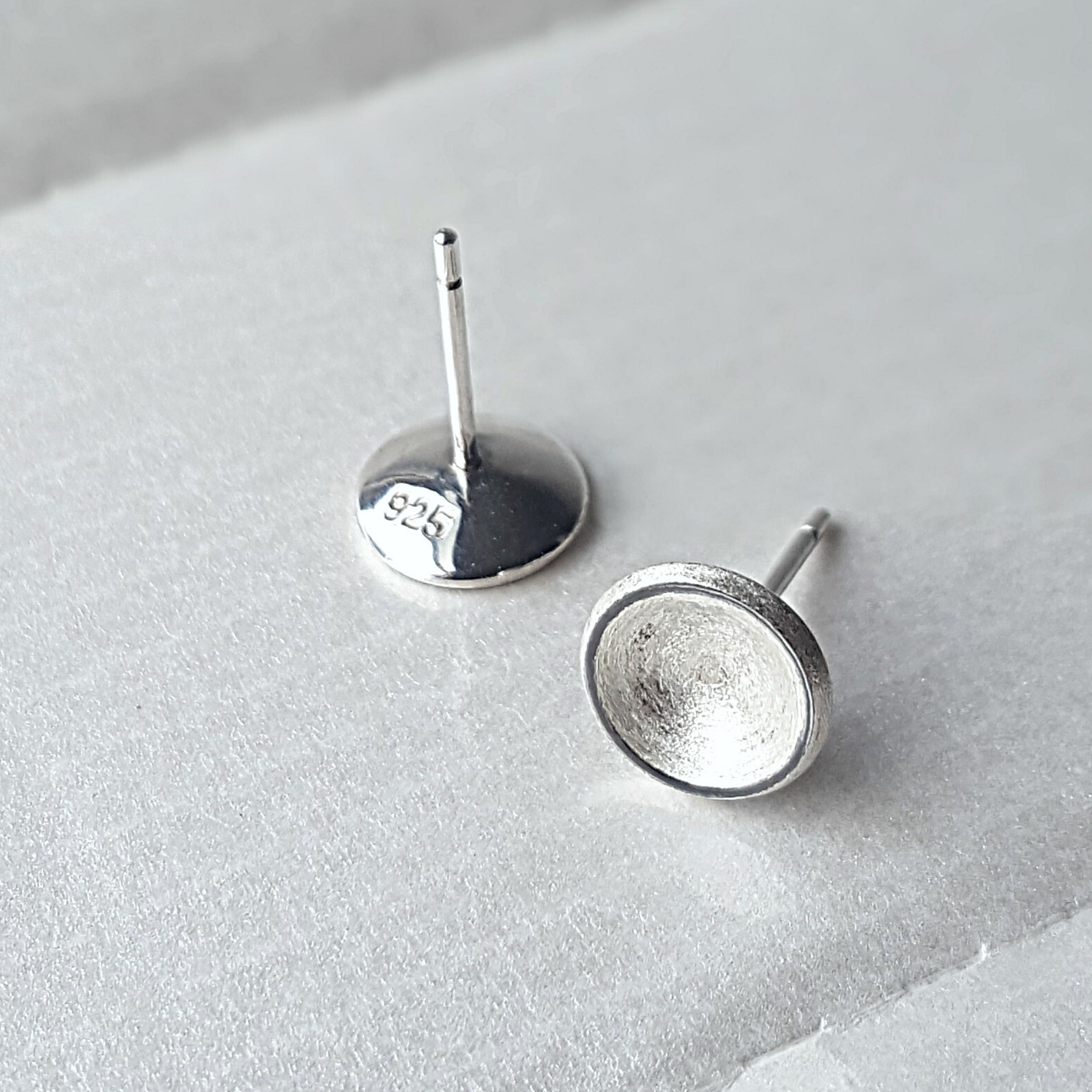Domed Circle Stud Earrings | Silver
