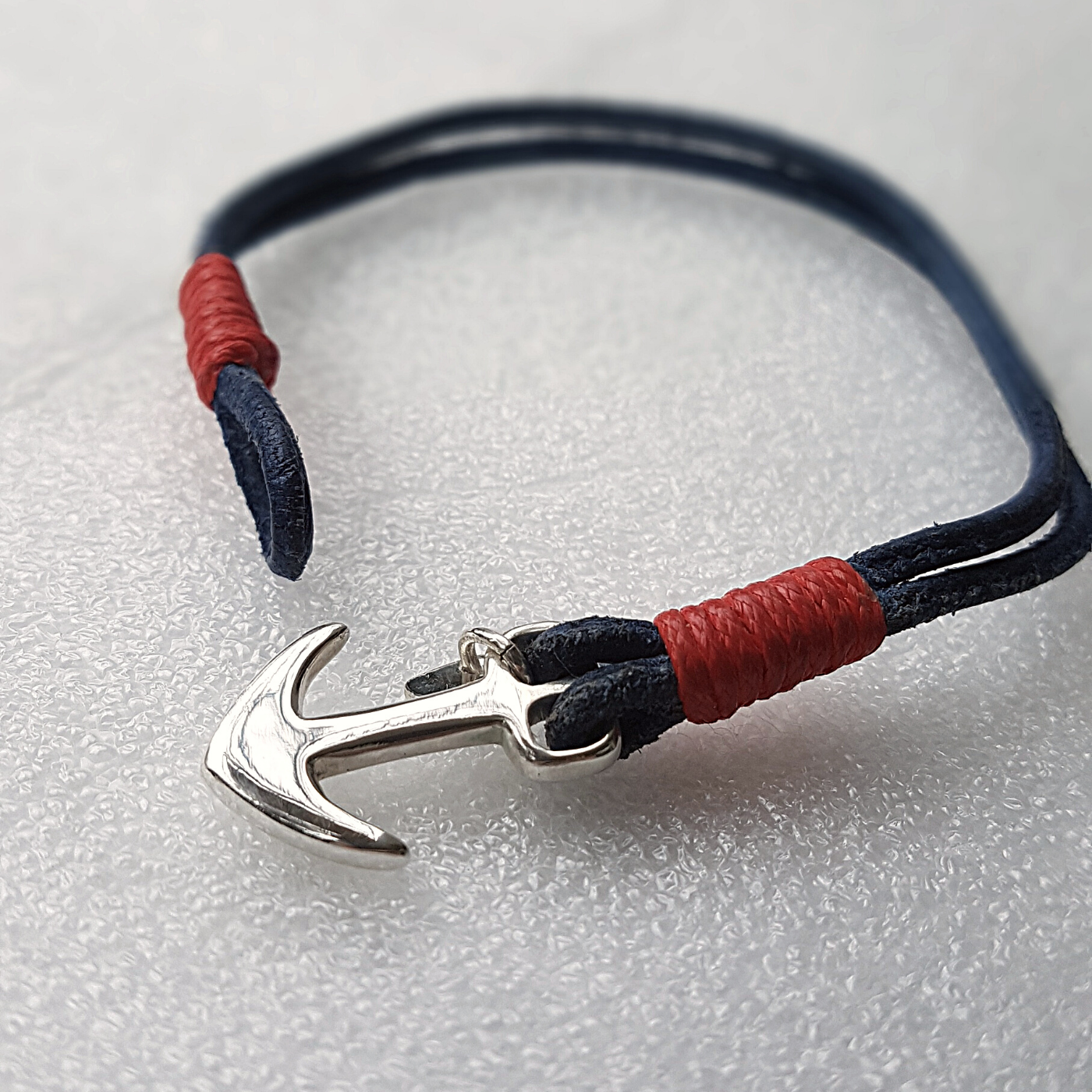 Anchor Bracelet | Leather | Silver