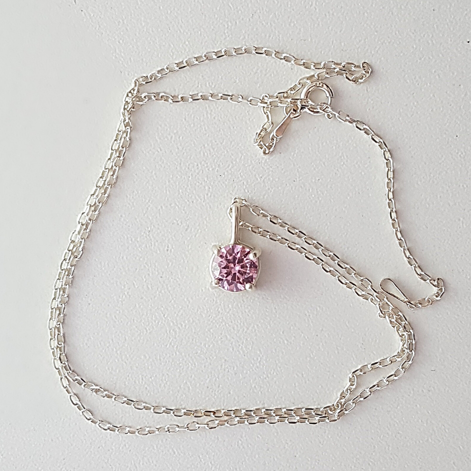 Solitaire Pendant Necklace | Cubic Zirconia | Silver