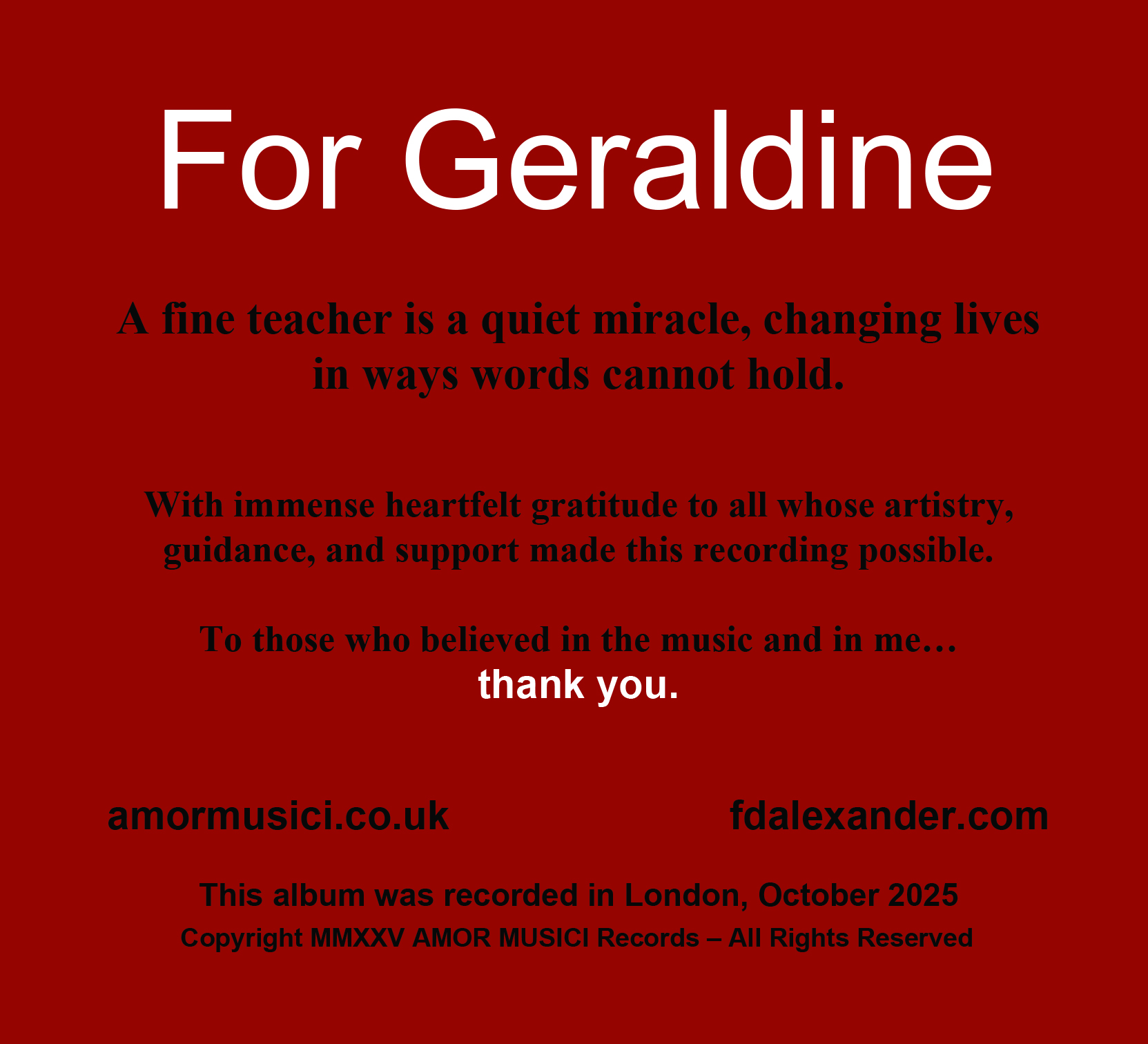 For Geraldine (Autographed Audio CD)