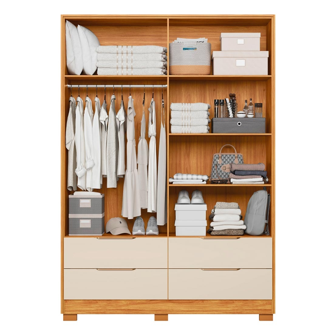 Guarda Roupa Casal 4 Portas com Espelho