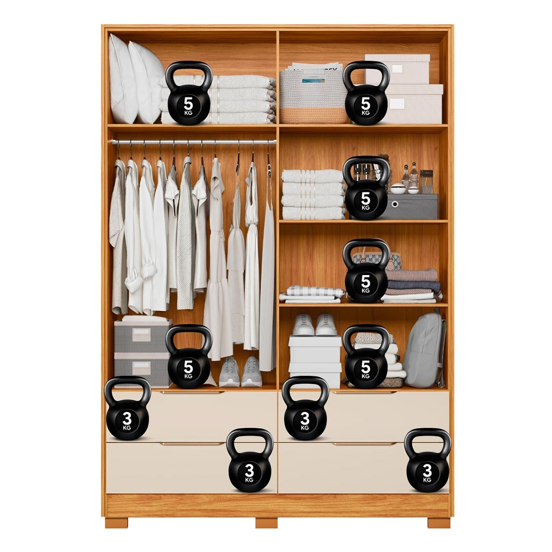 Guarda Roupa Casal 4 Portas com Espelho