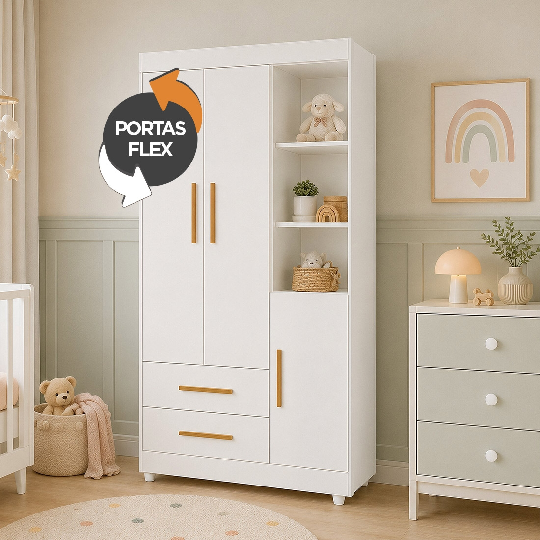 Guarda Roupa Infantil Flocos