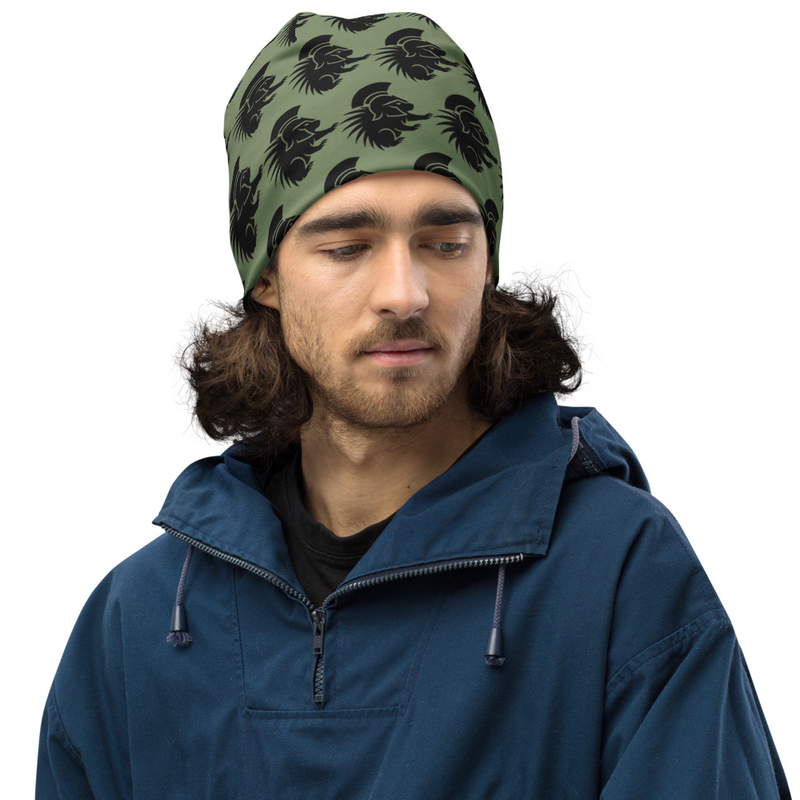 Spartan Porcupine OD Green All-Over Print Beanie