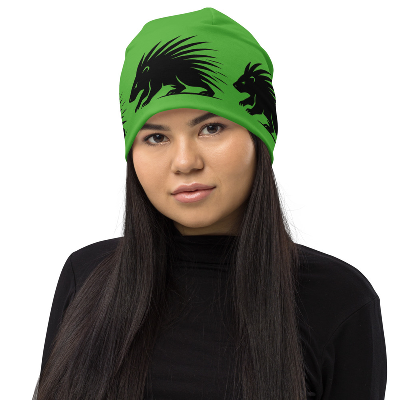 Porcupine Kelly Green All-Over Print Beanie