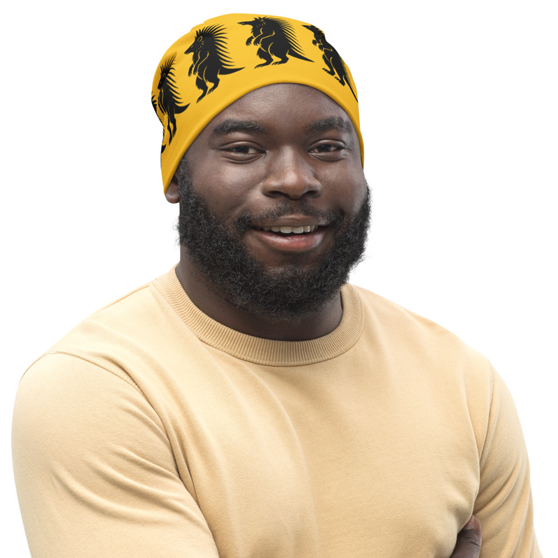 Standing Porcupine Gold All-Over Print Beanie