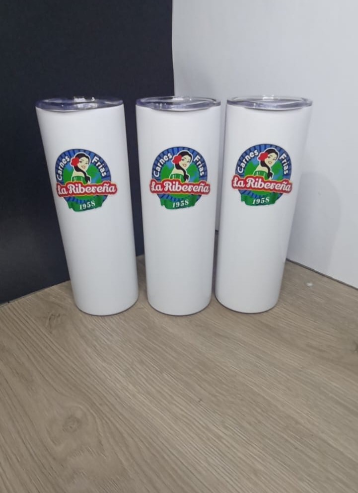 Termo personalizado acabado blanco.