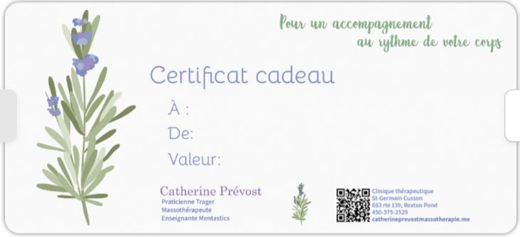 Certificat cadeau - Régulier 60min