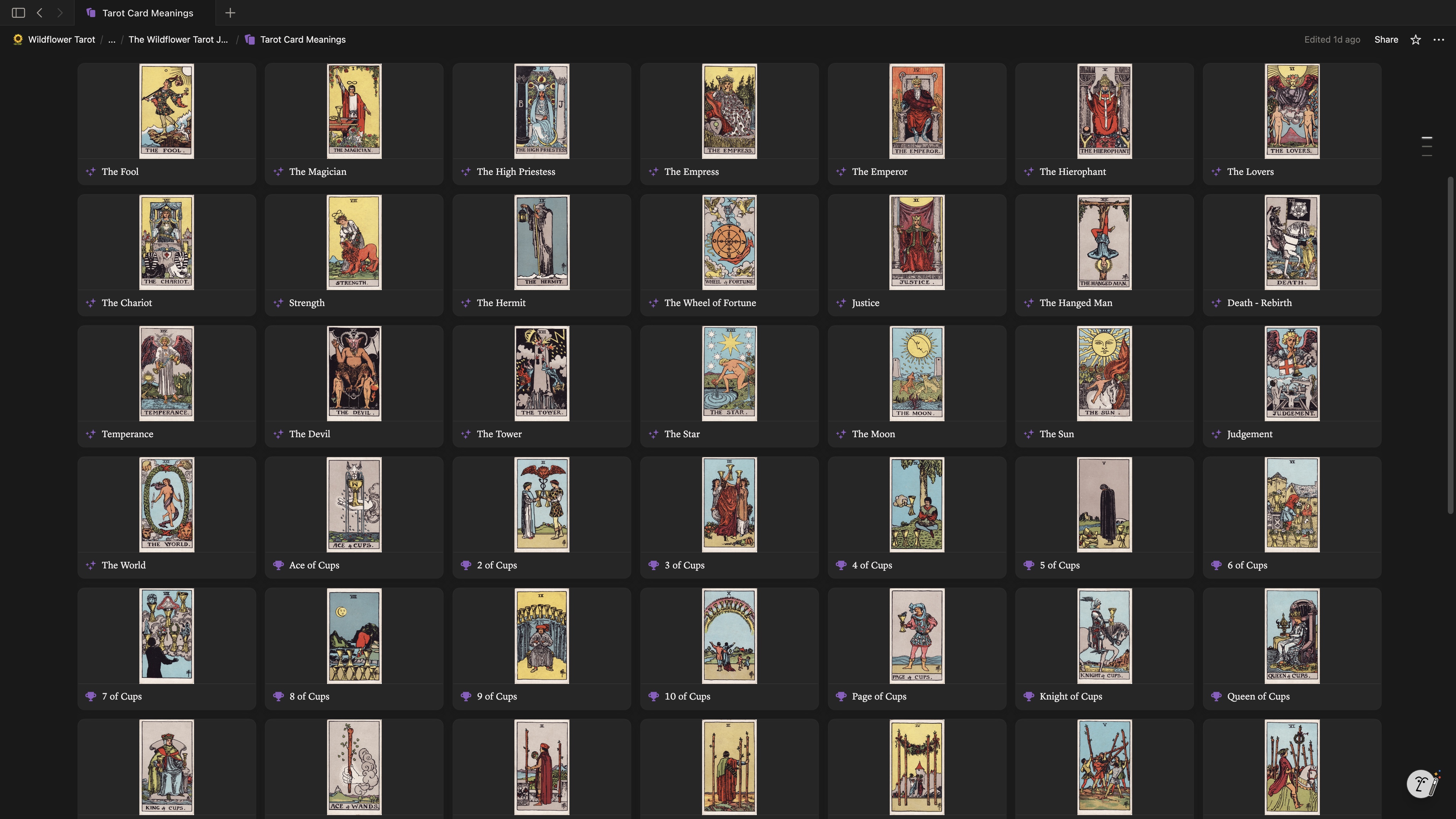 Wildflower Tarot Notion Journal