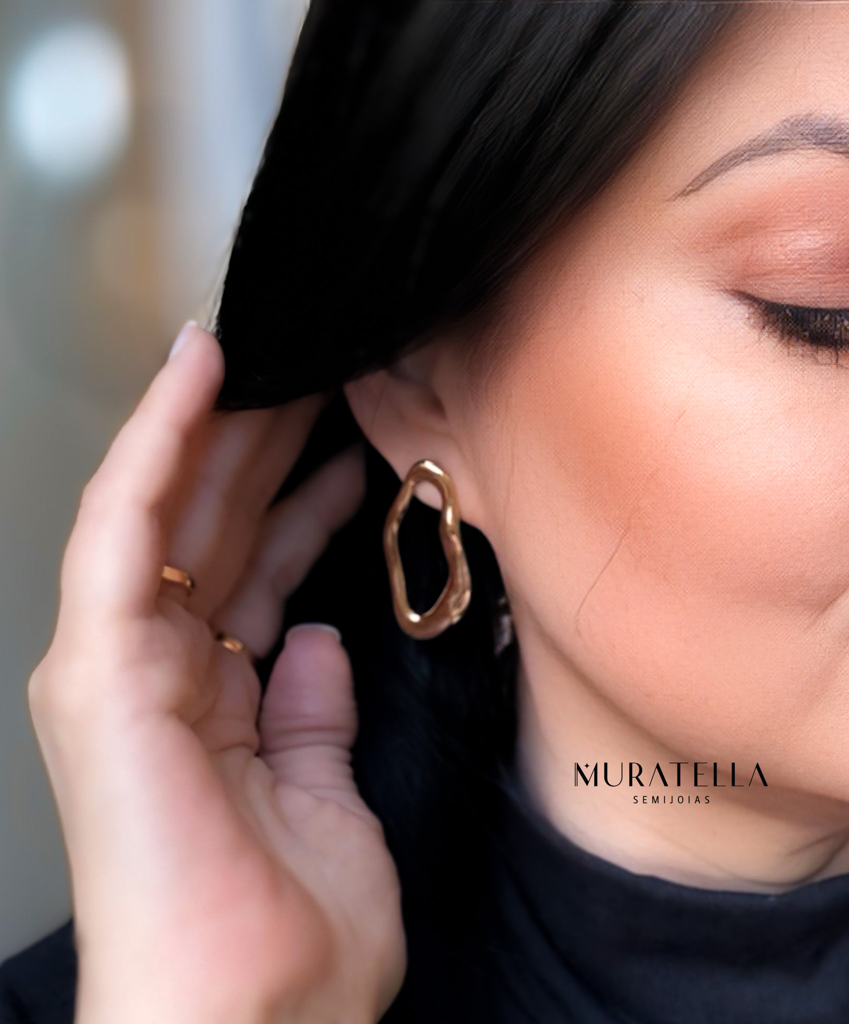 Brincos Orgânicos Banhados à Ouro 18K.