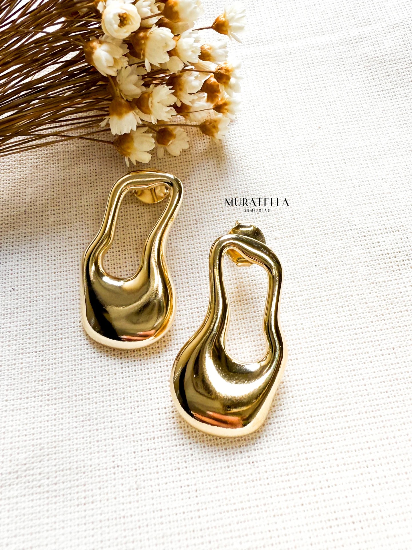 Brinco Orgânico Banhado à Ouro
