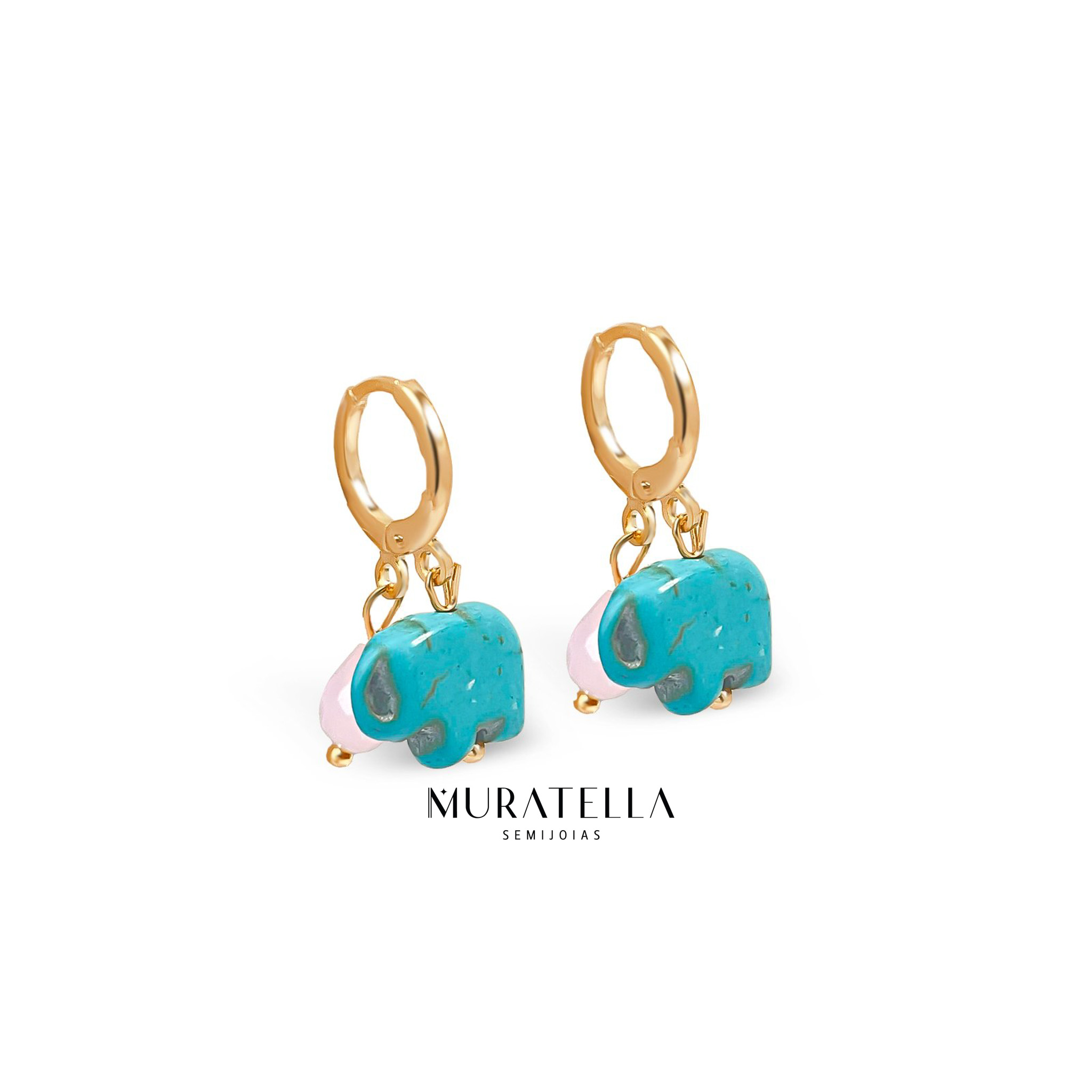 Brincos de Argola Banhada à Ouro, de Elefante Turquesa