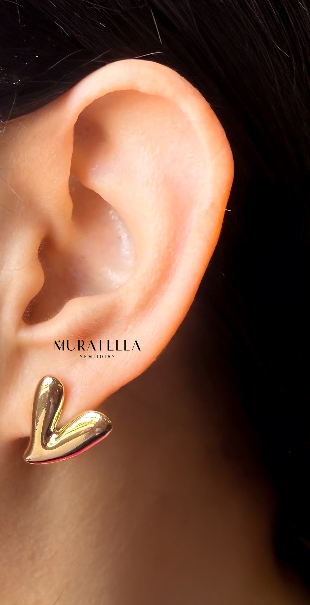 Brinco Coração Pequeno Banho de Ouro e Prata