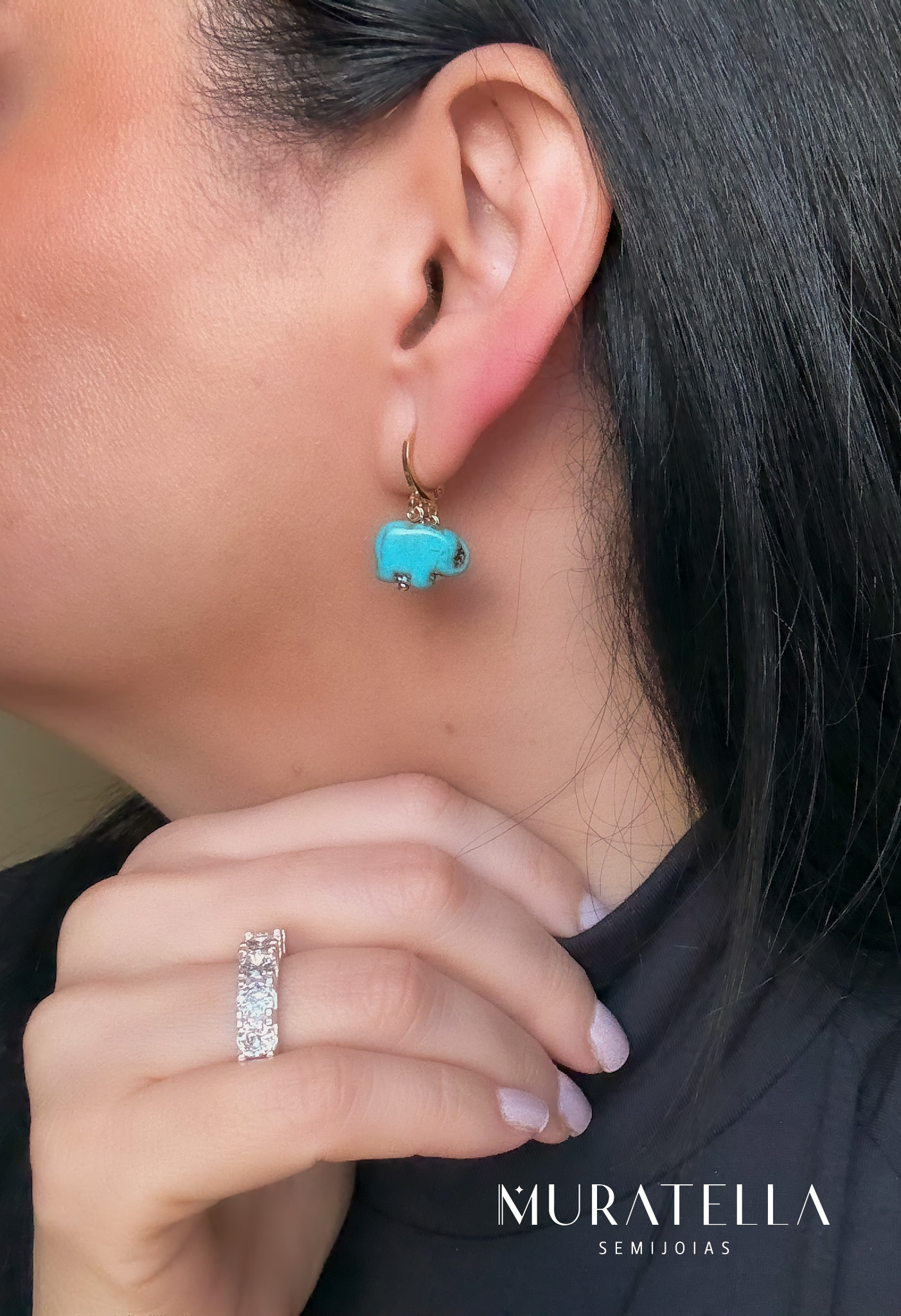 Brincos de Argola Banhada à Ouro, de Elefante Turquesa