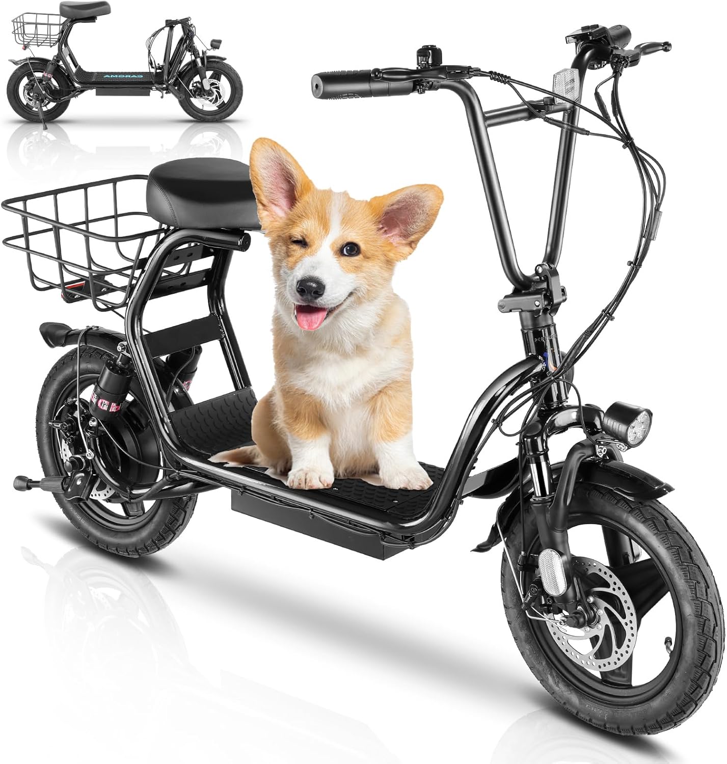 Electric Scooter with Rear Basket