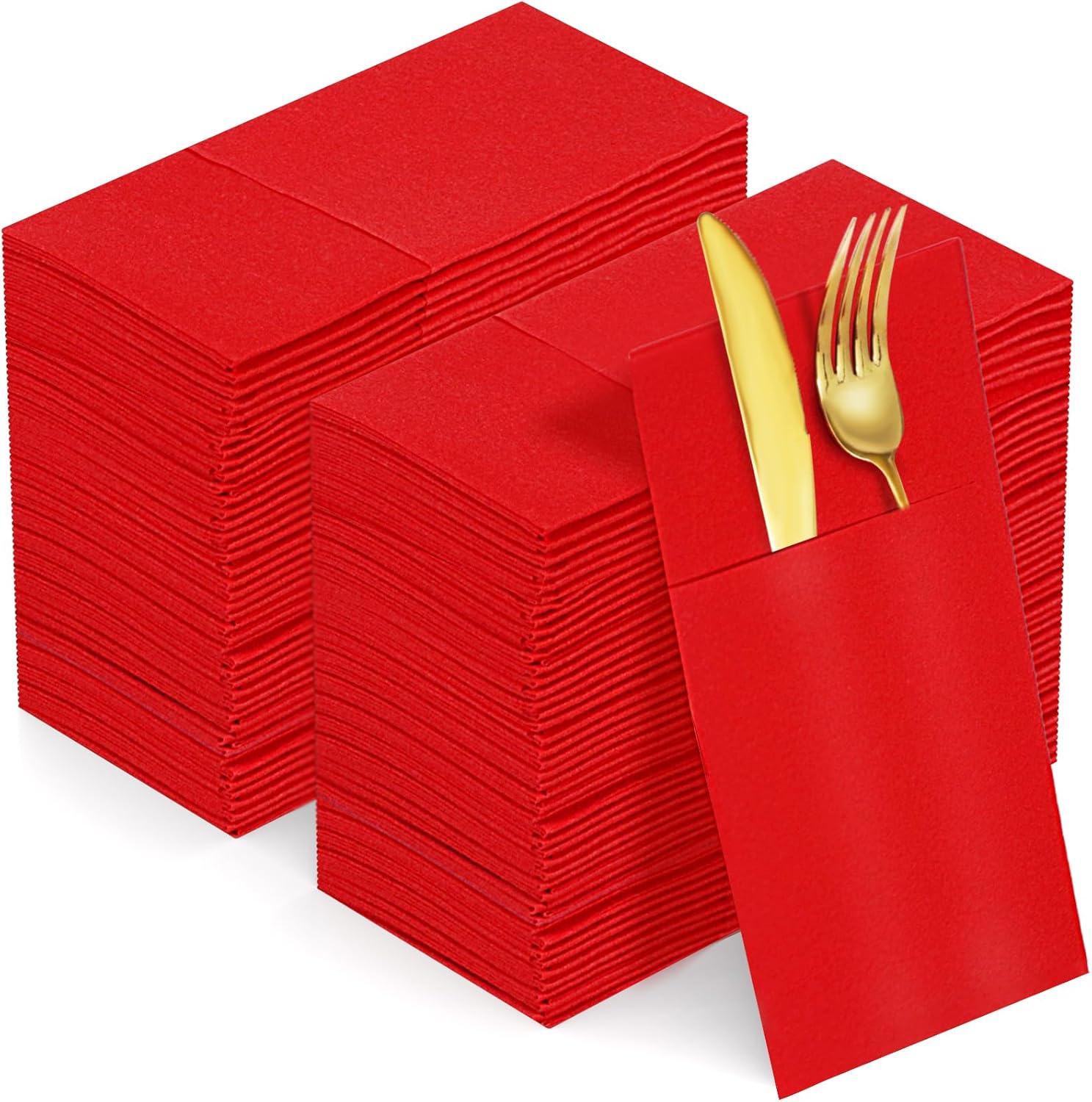 Red Paper Napkin Cutlery Holders