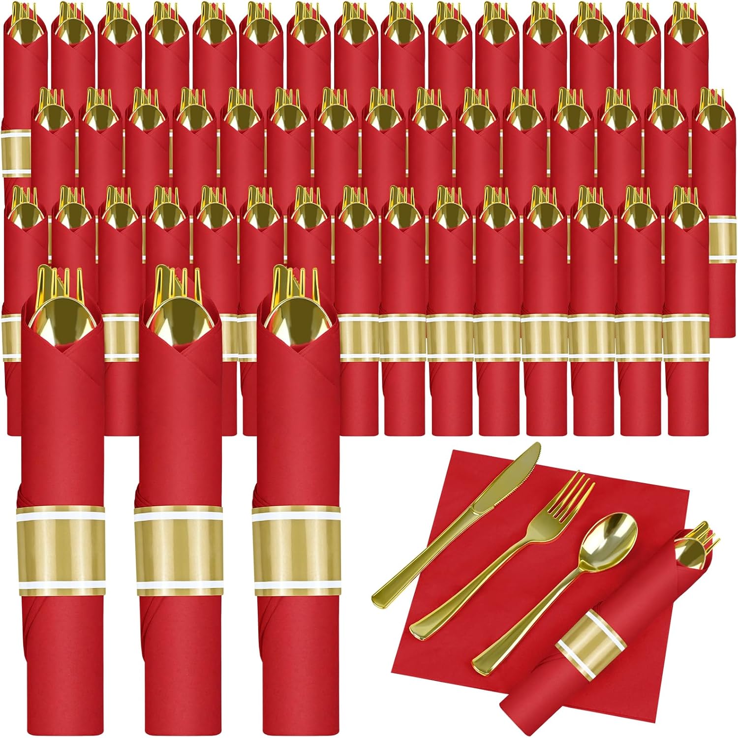 Red and Gold Disposable Cutlery Set