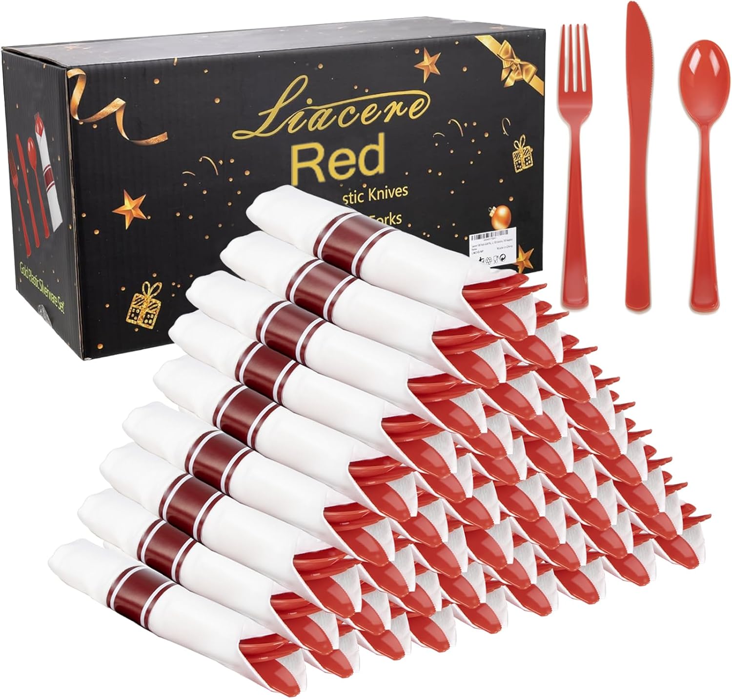 Red Plastic Cutlery Set