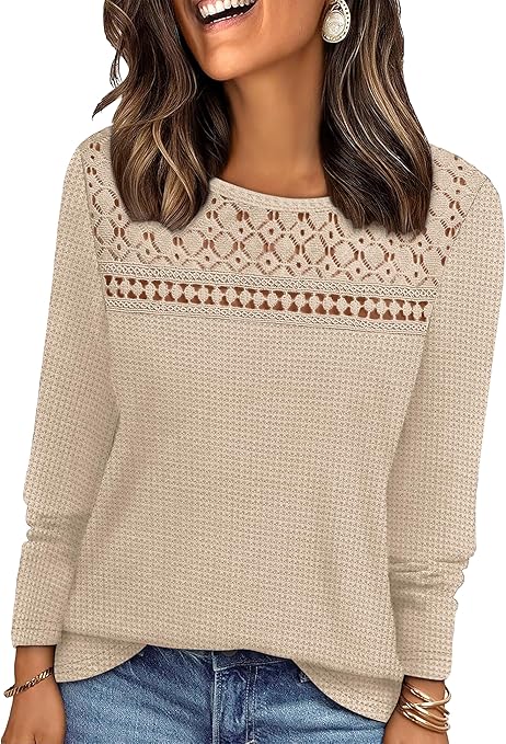 Beige Long Sleeve Knit Top