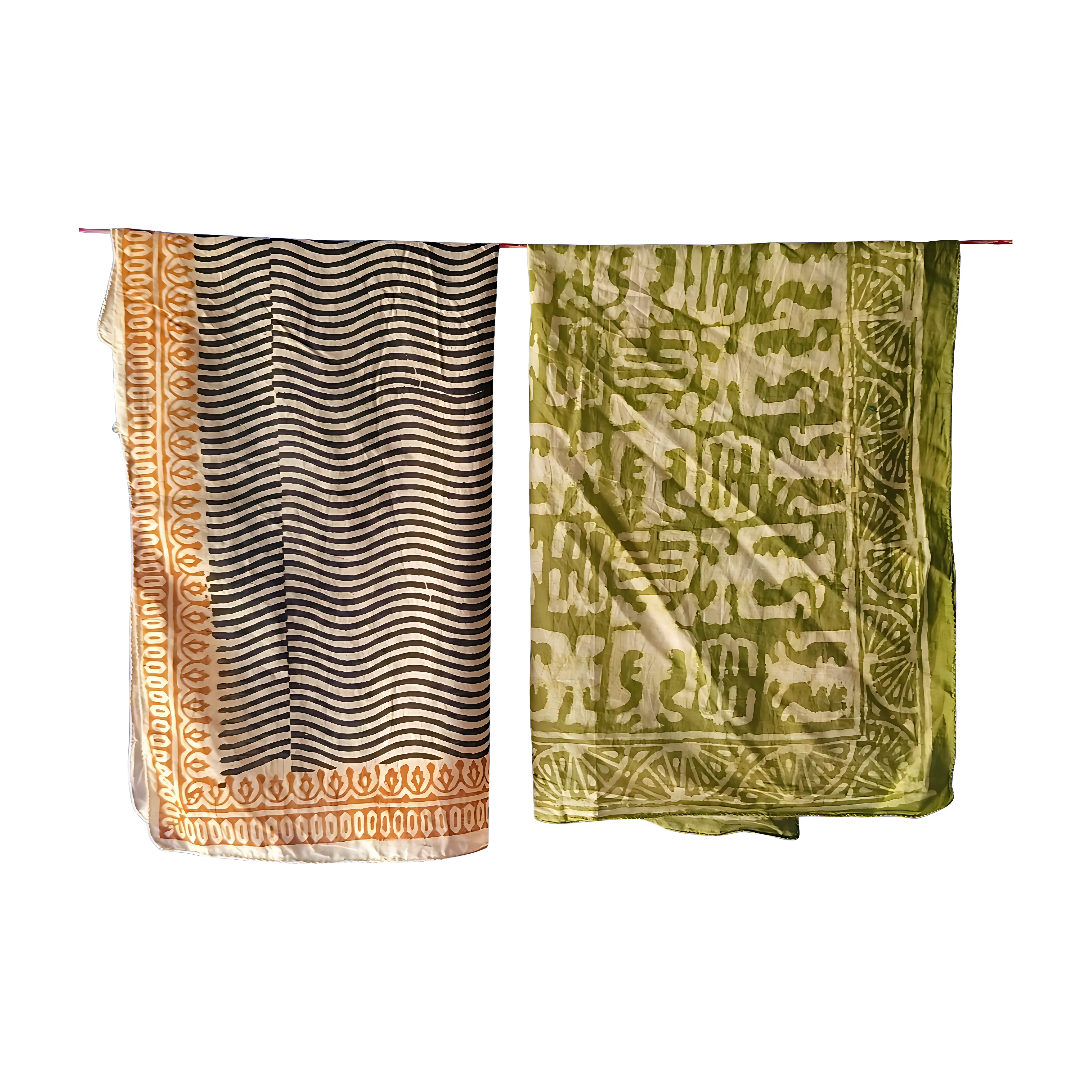 Rustic Cotton Bandana Set of 5 – Hand Block Print Traditional Scarves