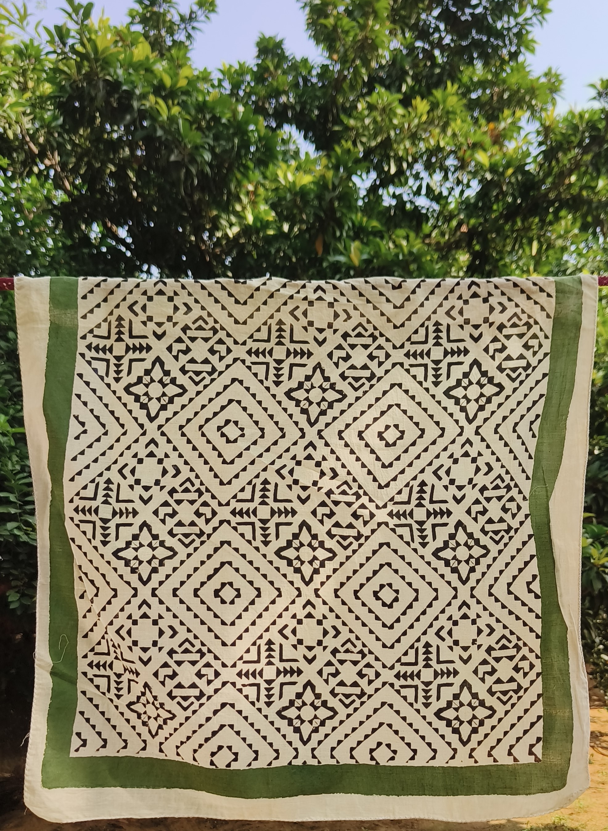 Handmade Geometric Pattern Cotton Throw Blanket