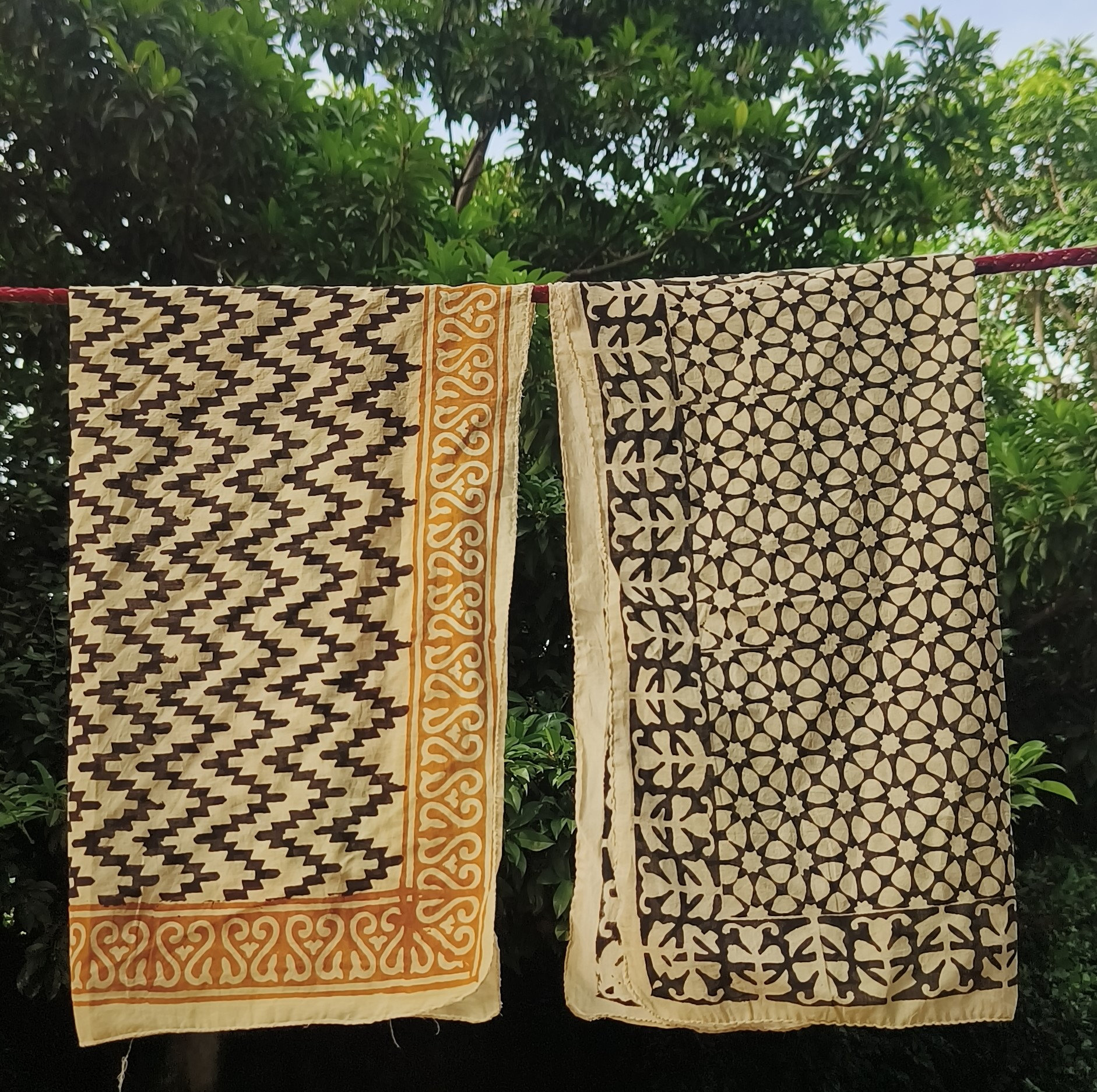 Hand-Printed Cotton Scarves