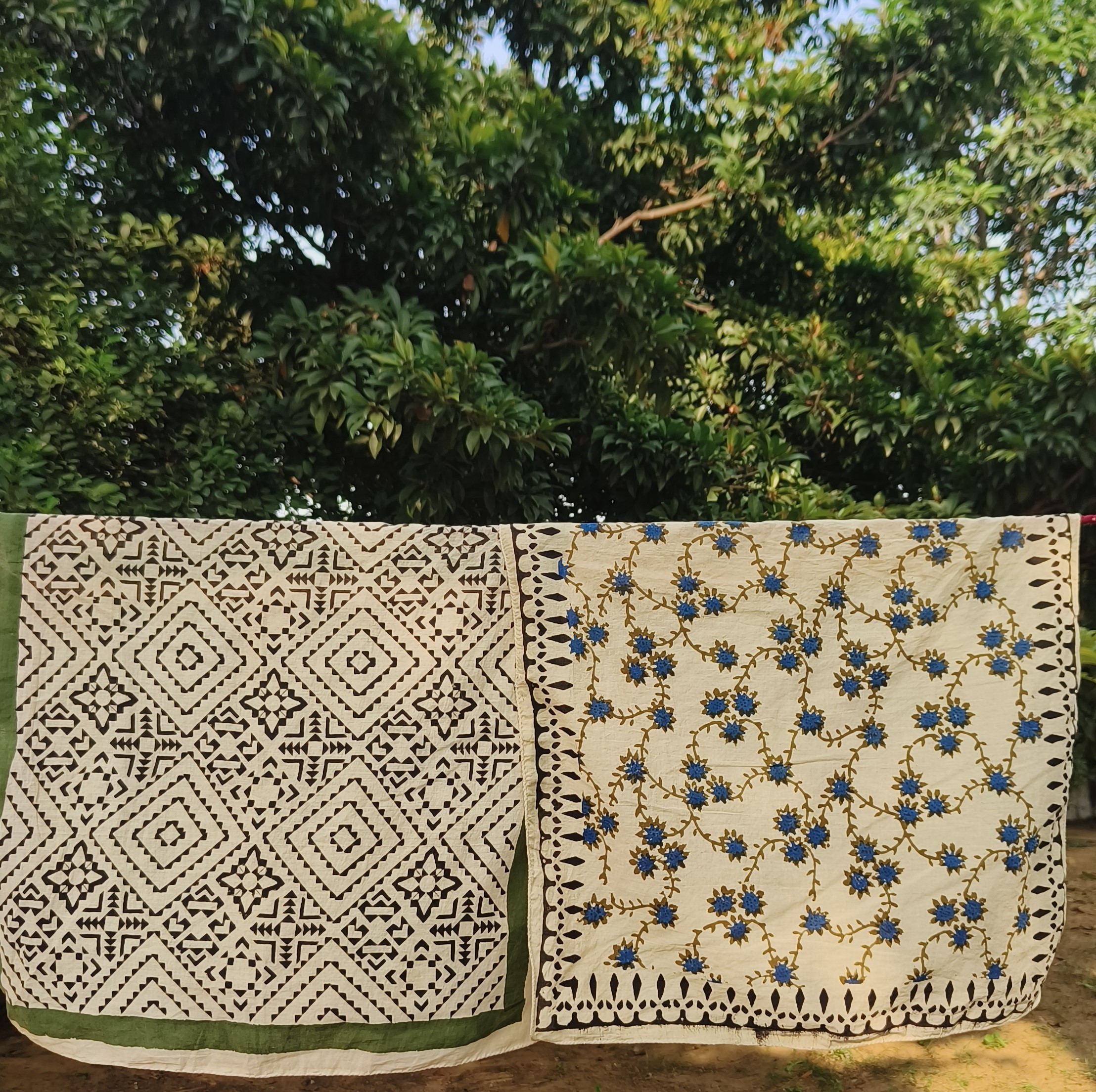 Handmade Block Print Cotton Throw