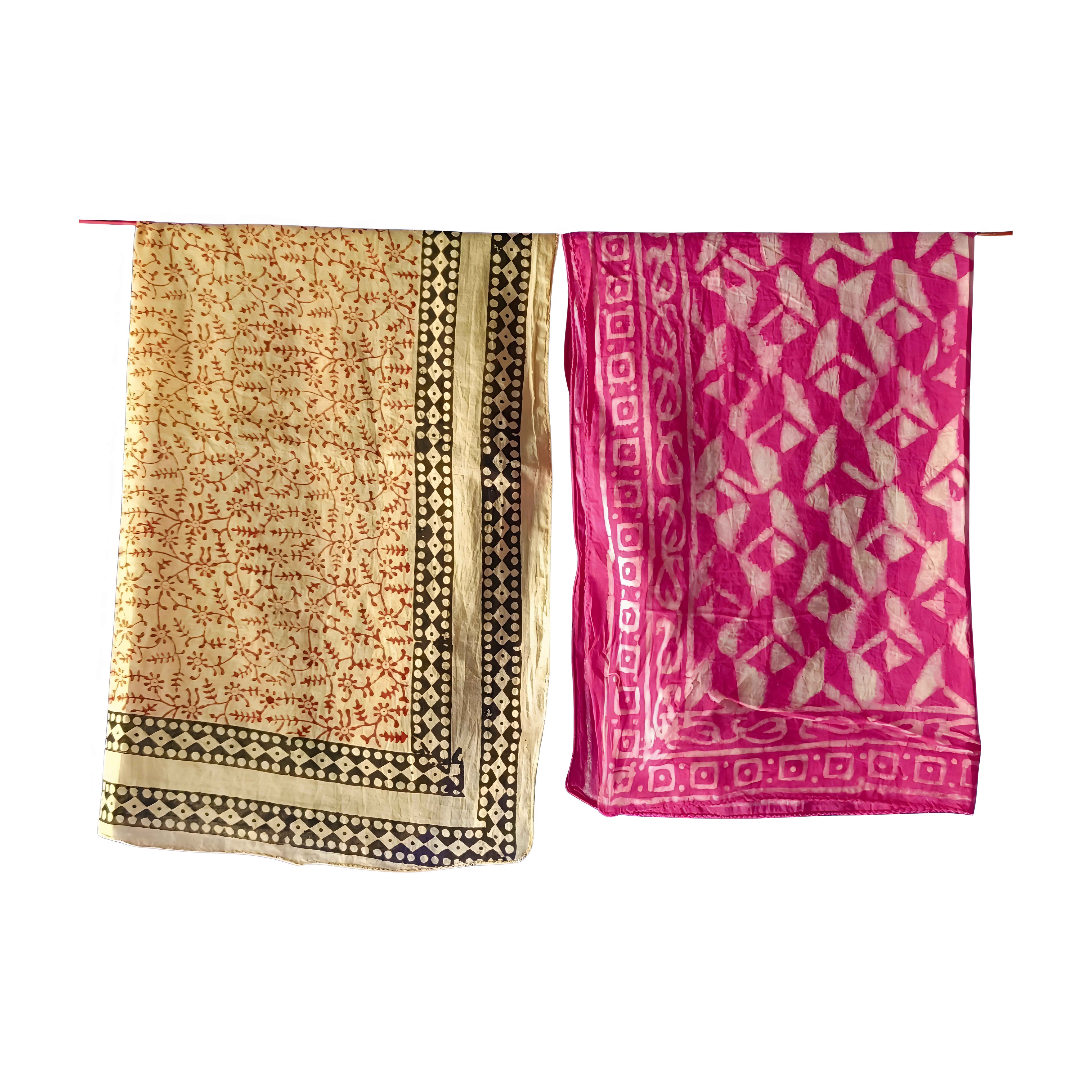 Indian Natural Color Bandanas – Set of 5 Handmade Cotton Scarves