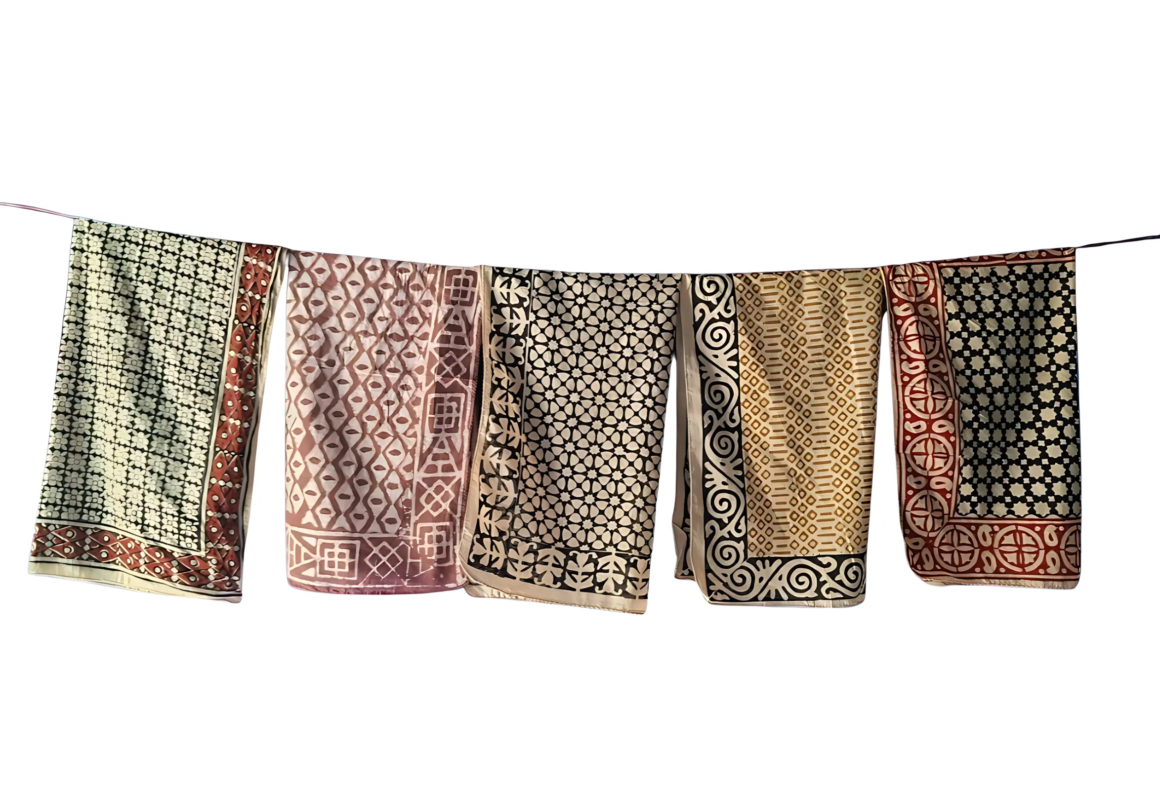 Handcrafted Cotton Bandanas (Pack of 5) – Natural Colors & Block Prints