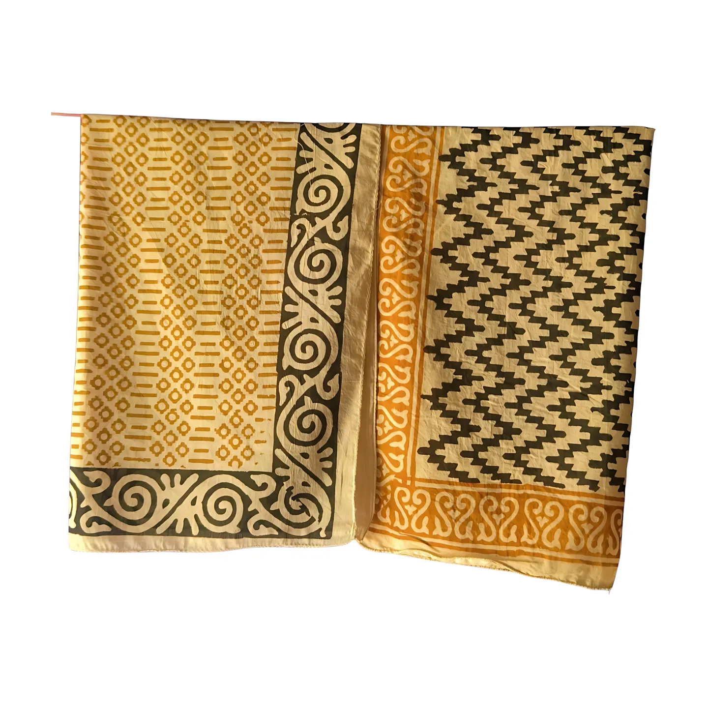 Set of 5 Natural Dye Block Print Bandanas – Indian Handmade Cotton Scarves