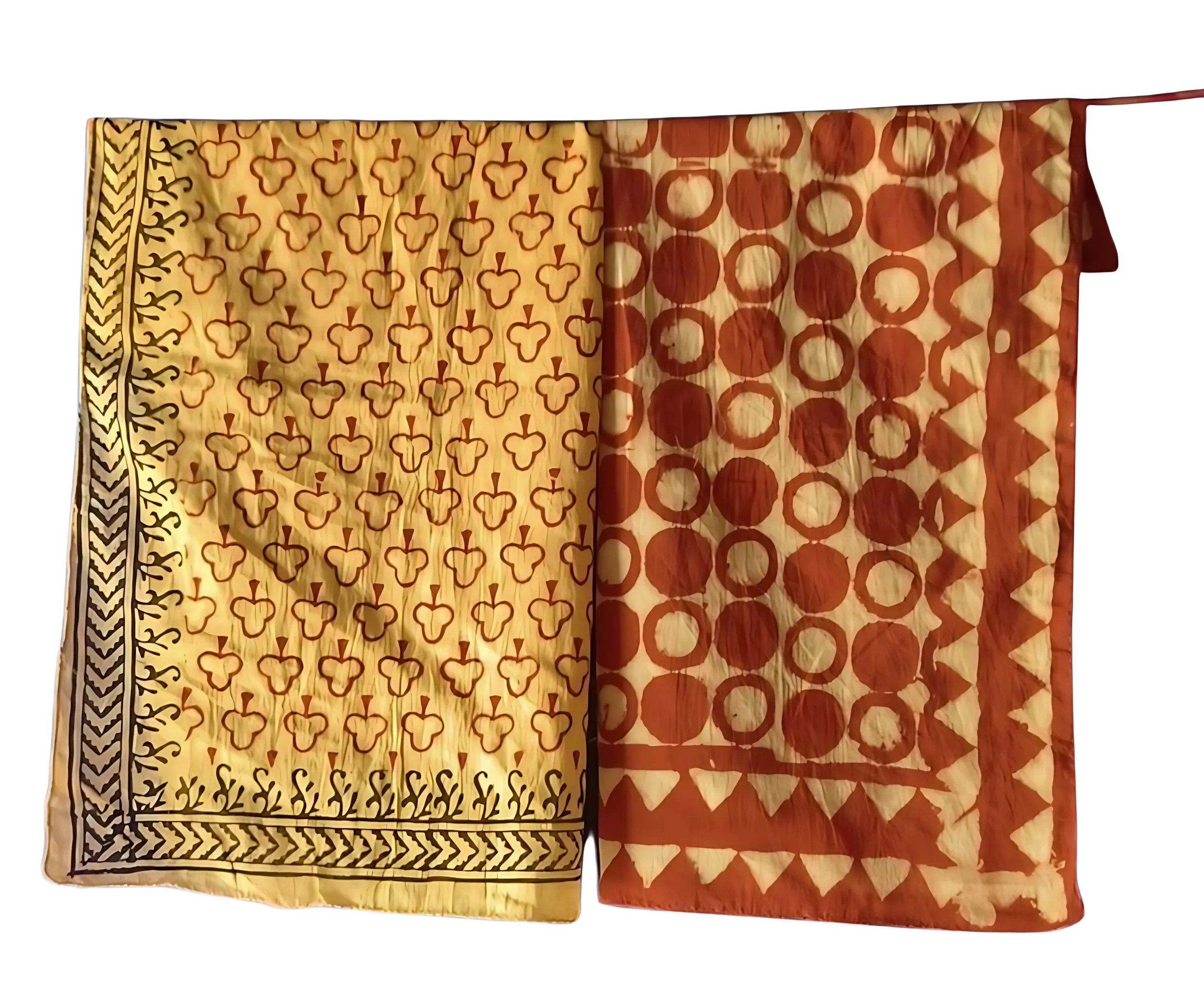 Set of 5 Artisan Block Print Bandanas – Natural Dye Cotton Fabric