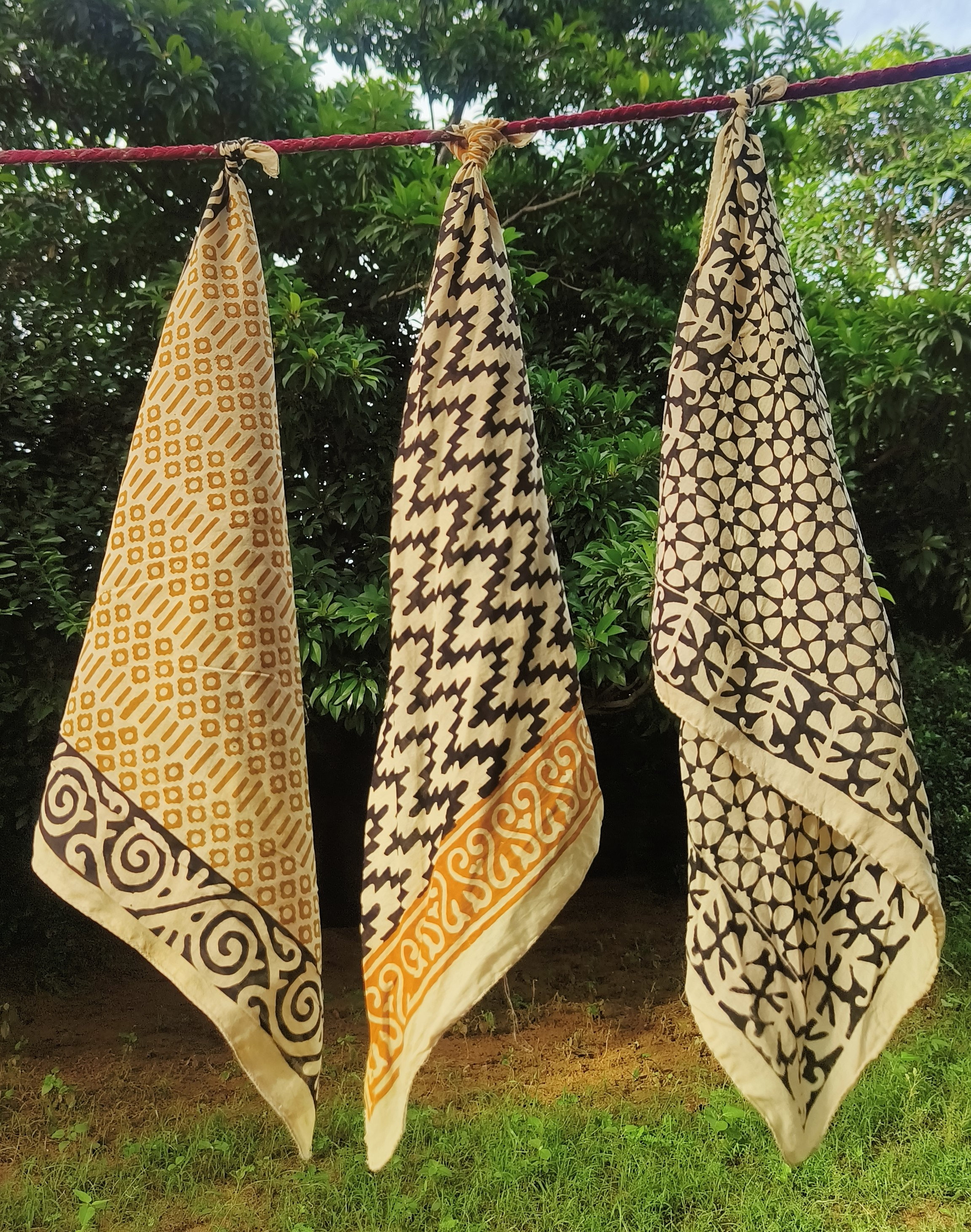 Hand-Printed Cotton Scarves