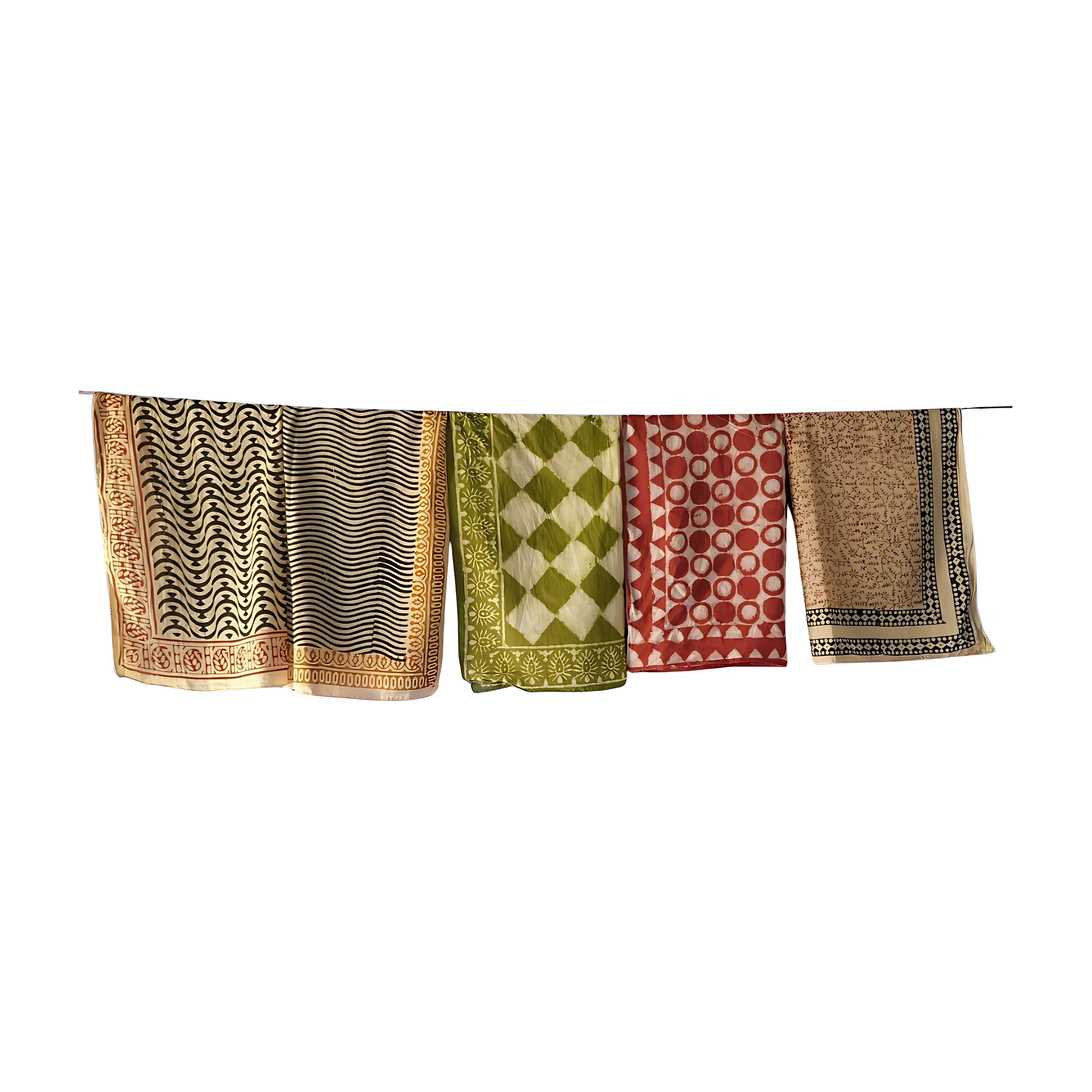 Premium Natural Dye Bandanas – Handmade 5-Pack Cotton Scarves