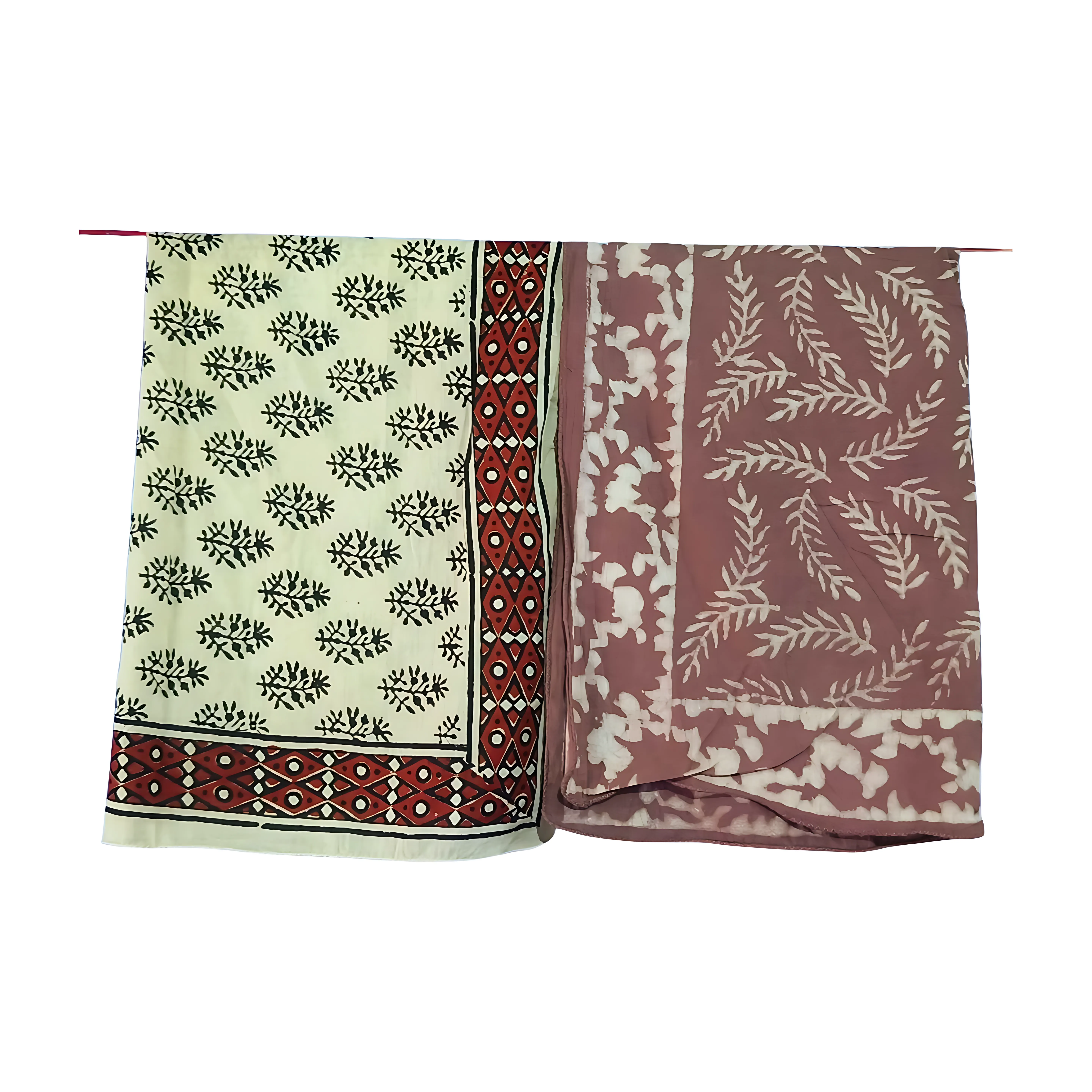 Natural Cotton Bandana Pack (5-Piece) – Handmade Block Print Scarves