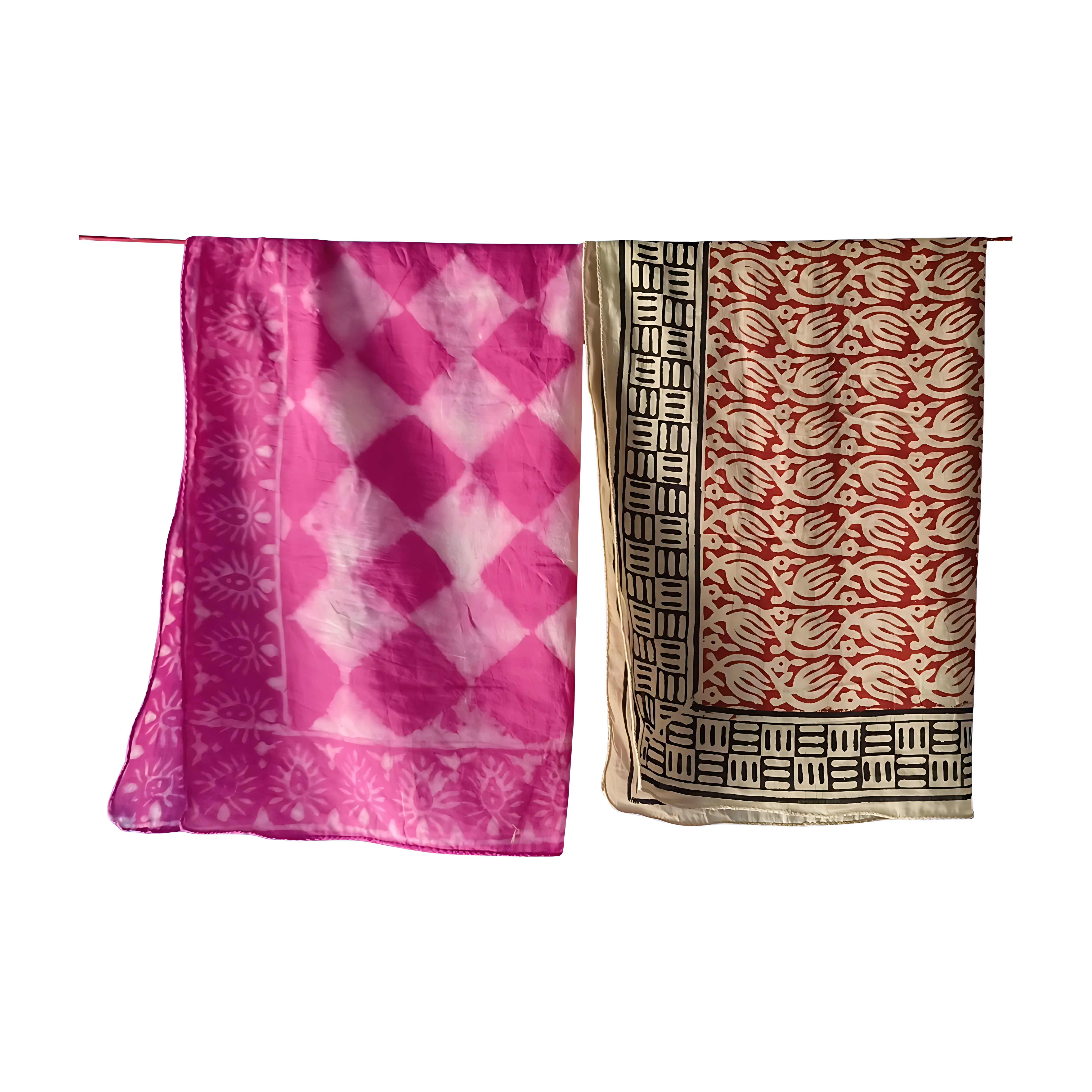 Eco-Dyed Cotton Bandana Set (Pack of 5) – Hand Block Printed