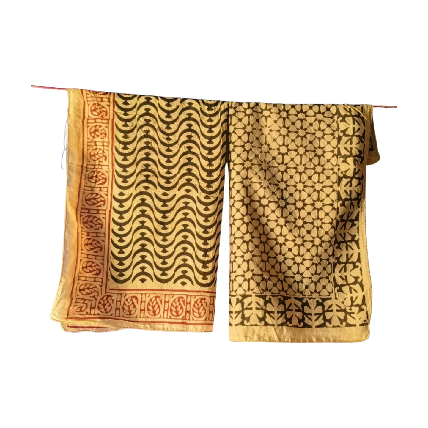 Block Print Cotton Bandanas – 5 Piece Natural Dye Handmade Set