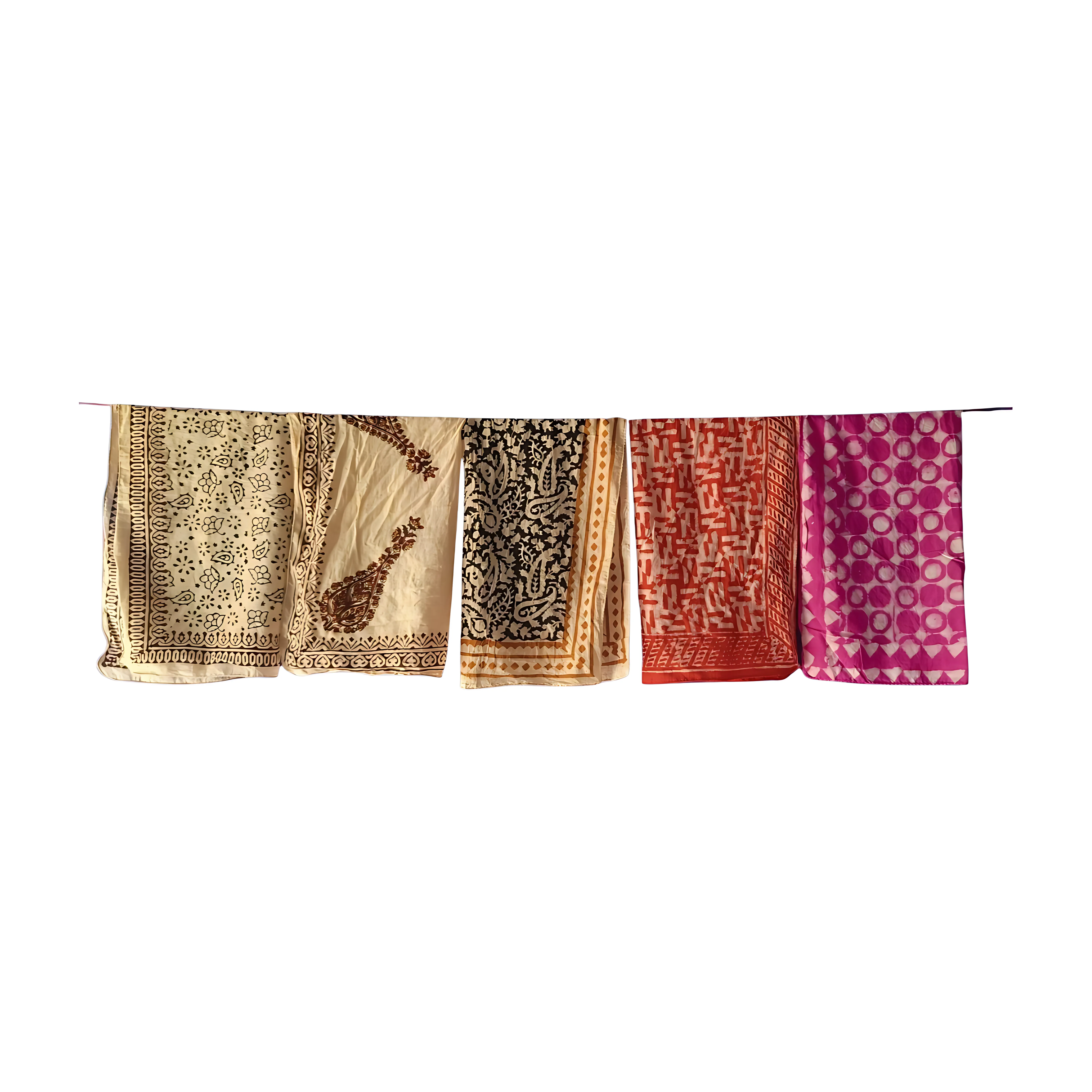 Organic Cotton Bandanas – 5-Pack Handcrafted Block Printed Scarves