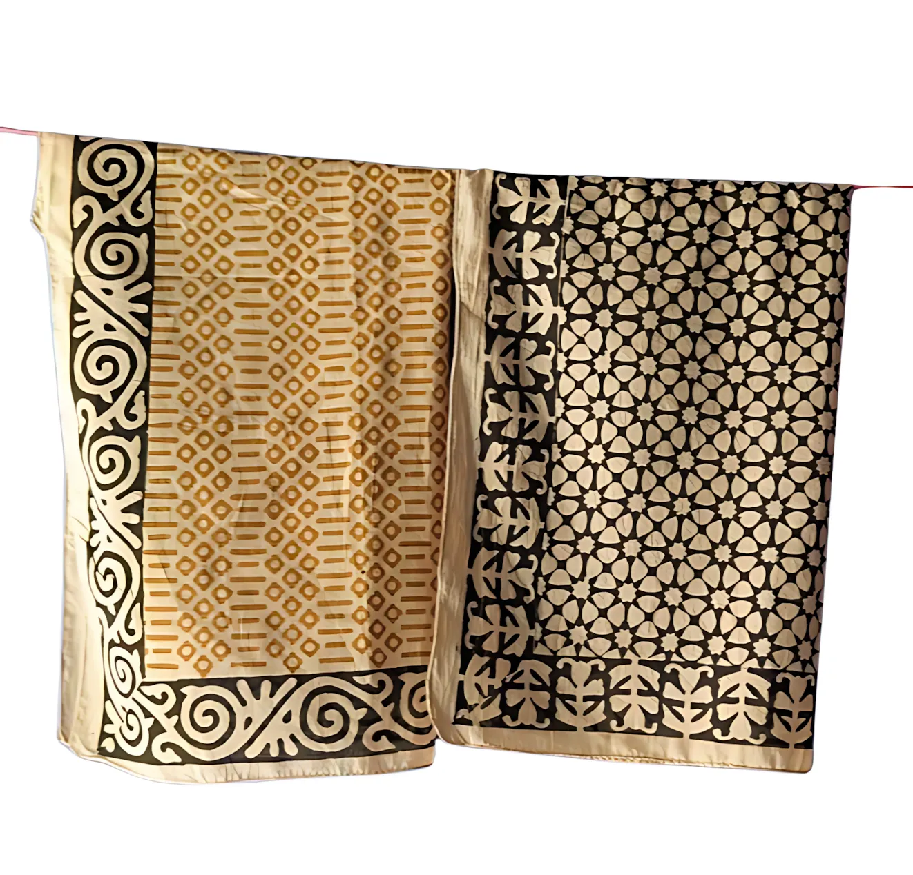 Natural Color Cotton Bandanas – Handmade Set of 5 Block Prints