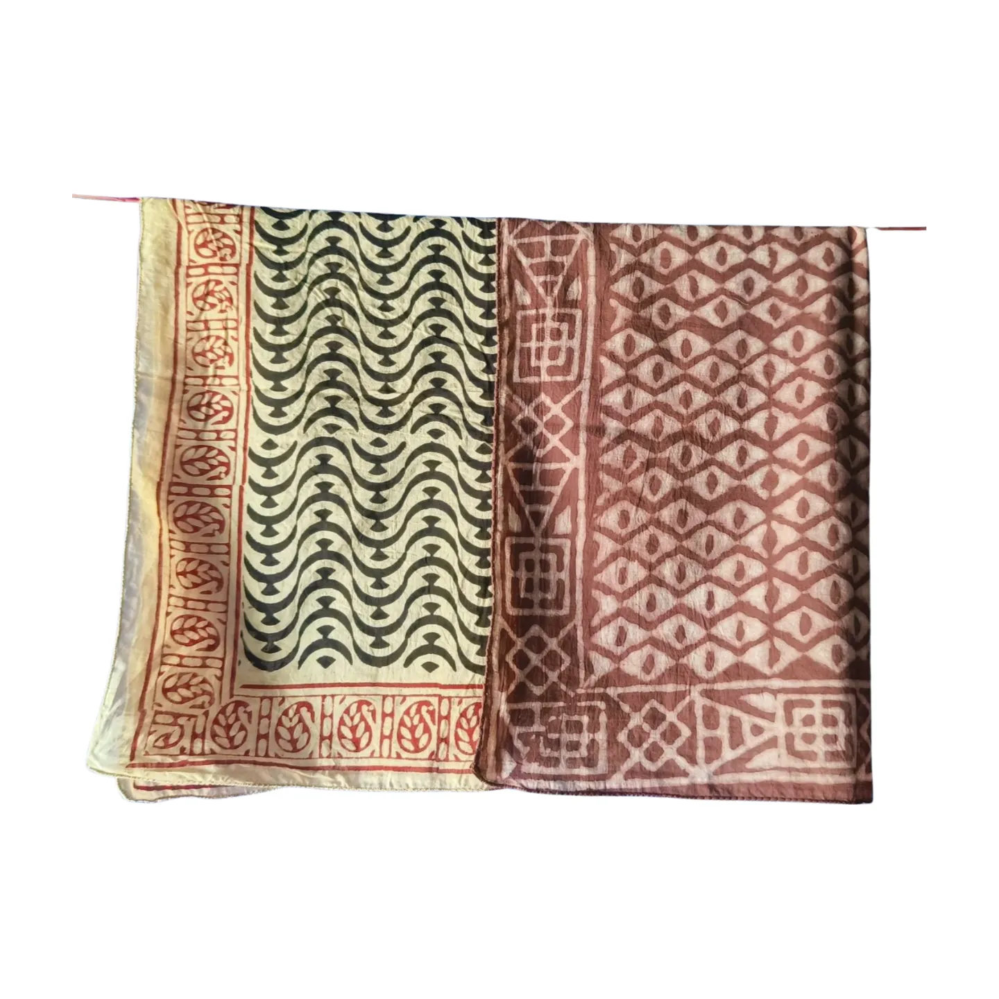 Block Print Cotton Bandanas – 5 Piece Natural Dye Handmade Set