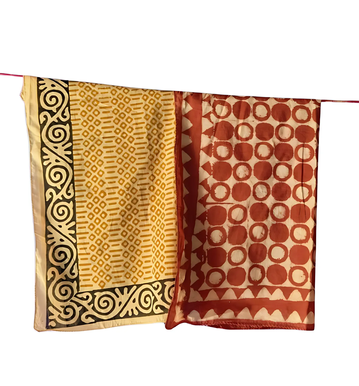 Natural Color Cotton Bandanas – Handmade Set of 5 Block Prints