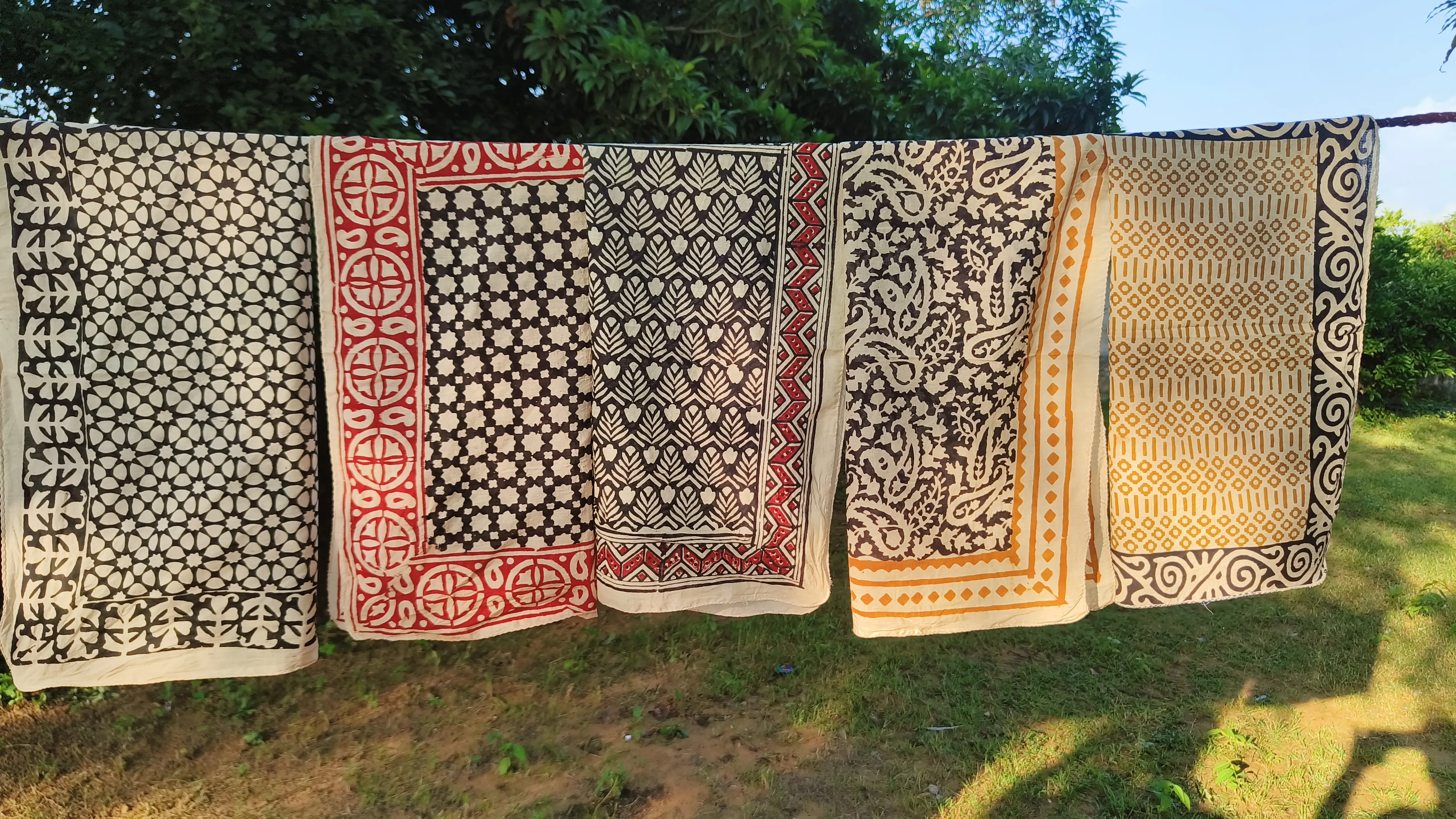 Hand Block Printed Cotton Scarves