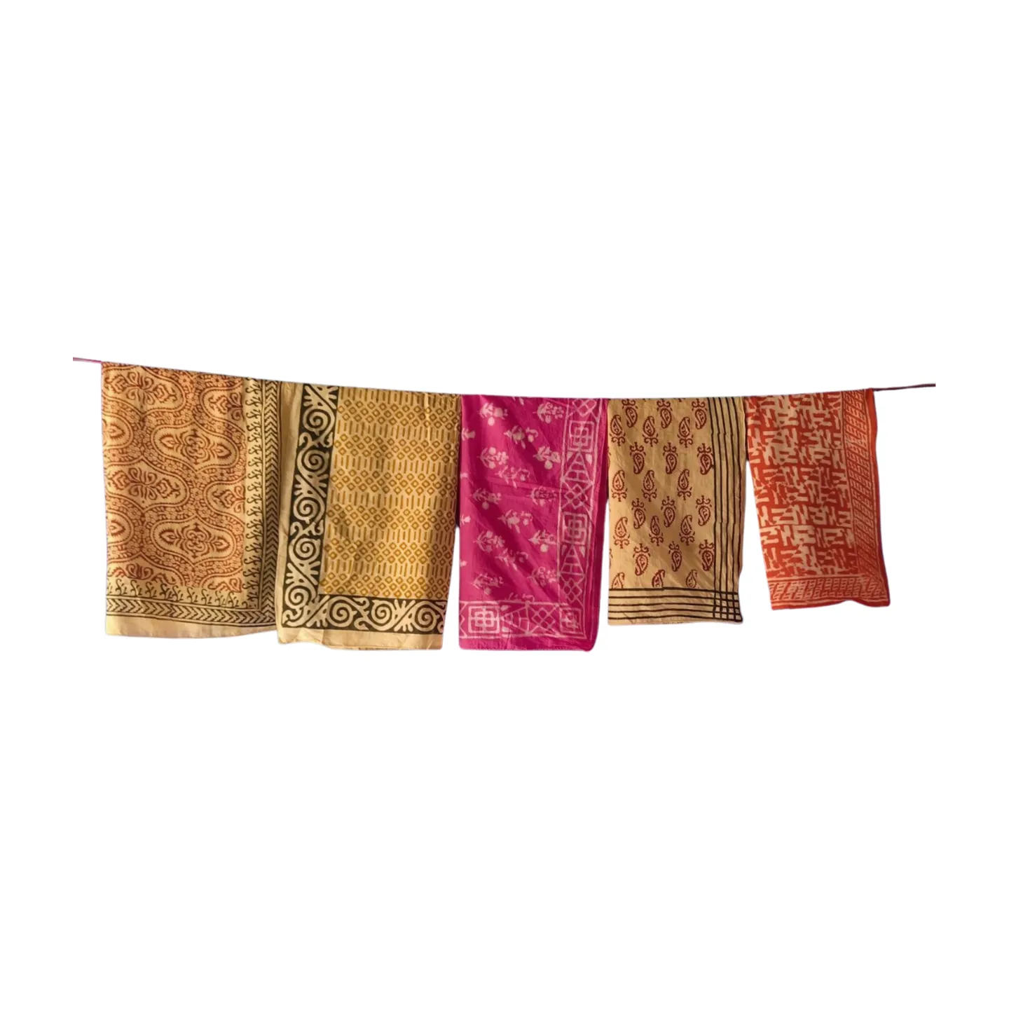 Organic Cotton Bandanas – Set of 5 Block Printed Handmade Scarves