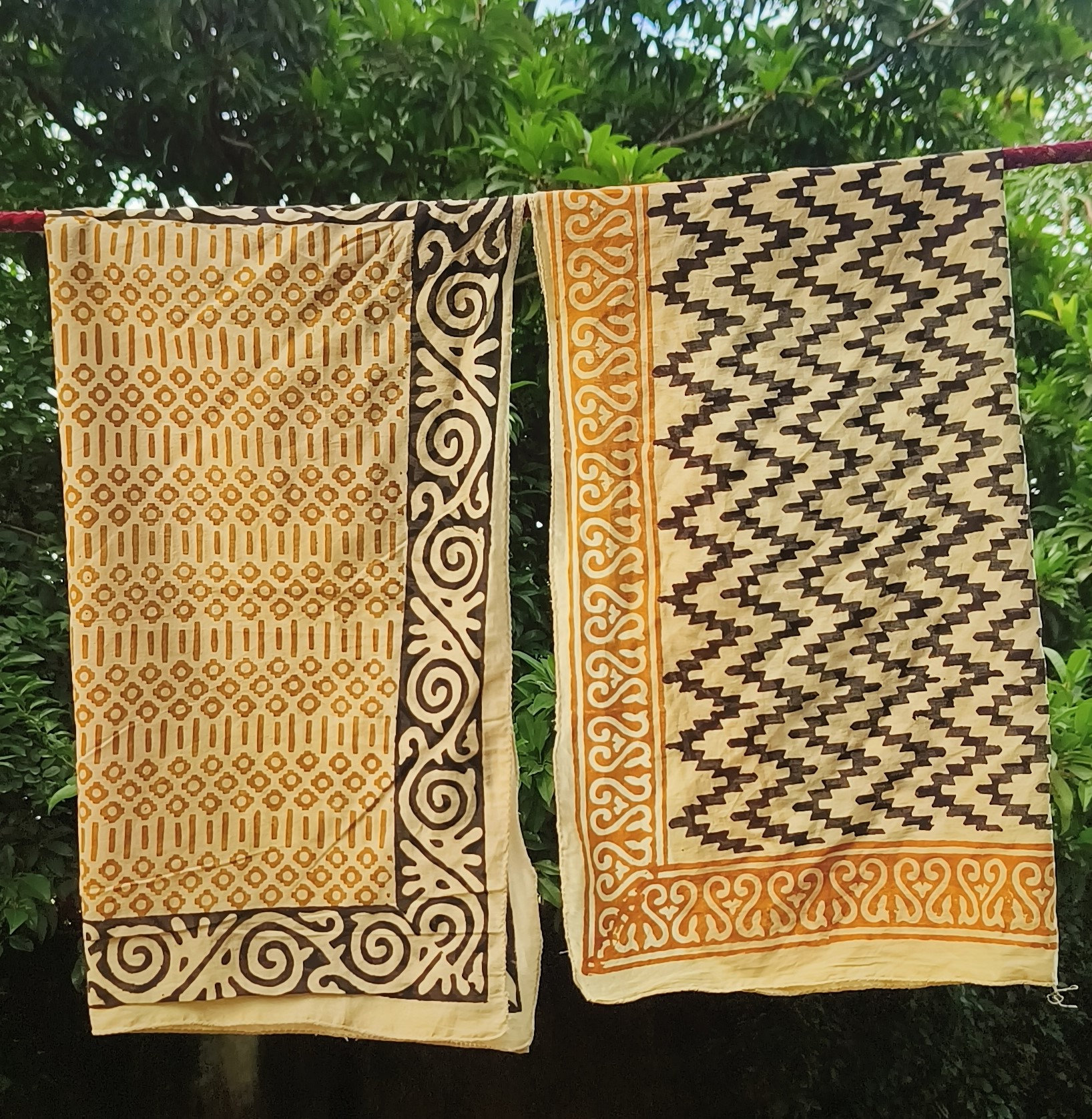 Hand-Printed Cotton Scarves