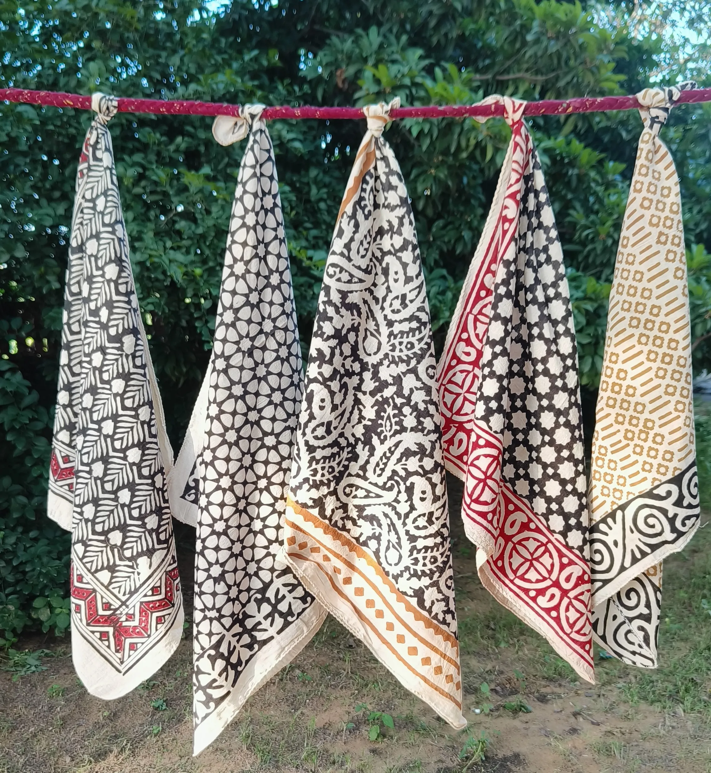 Hand Block Printed Cotton Scarves