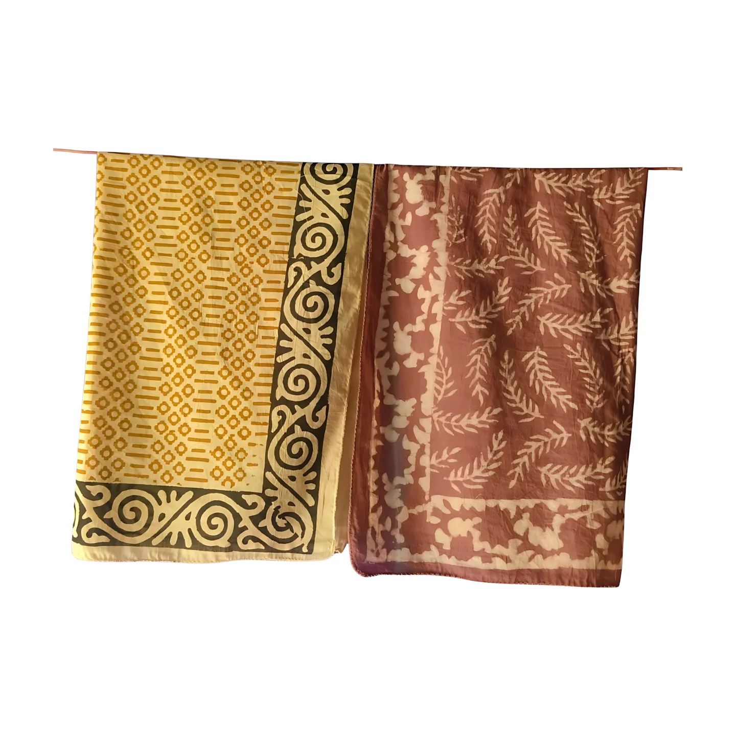 Set of 5 Natural Dye Block Print Bandanas – Indian Handmade Cotton Scarves